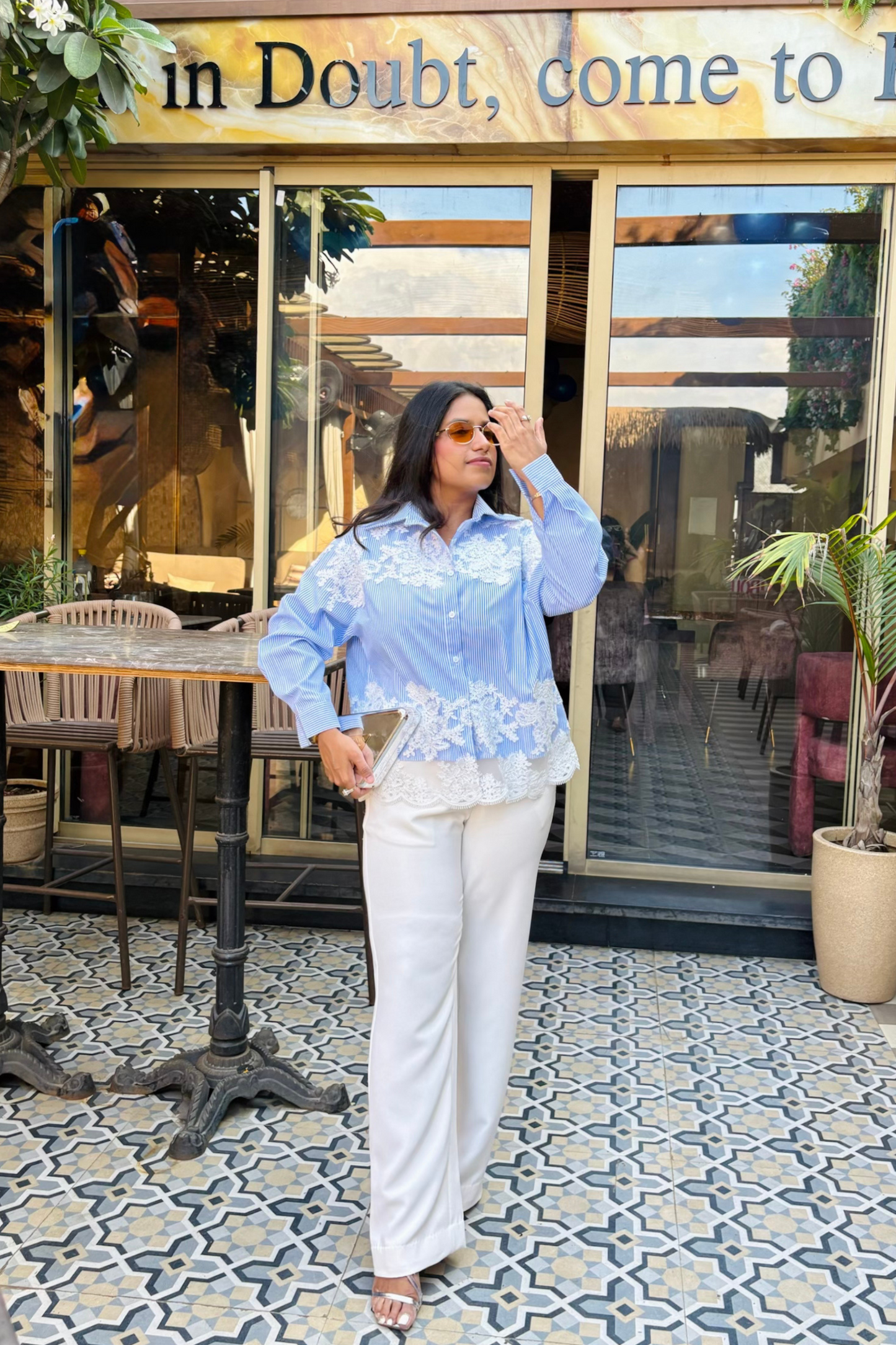 Blue lace shirt