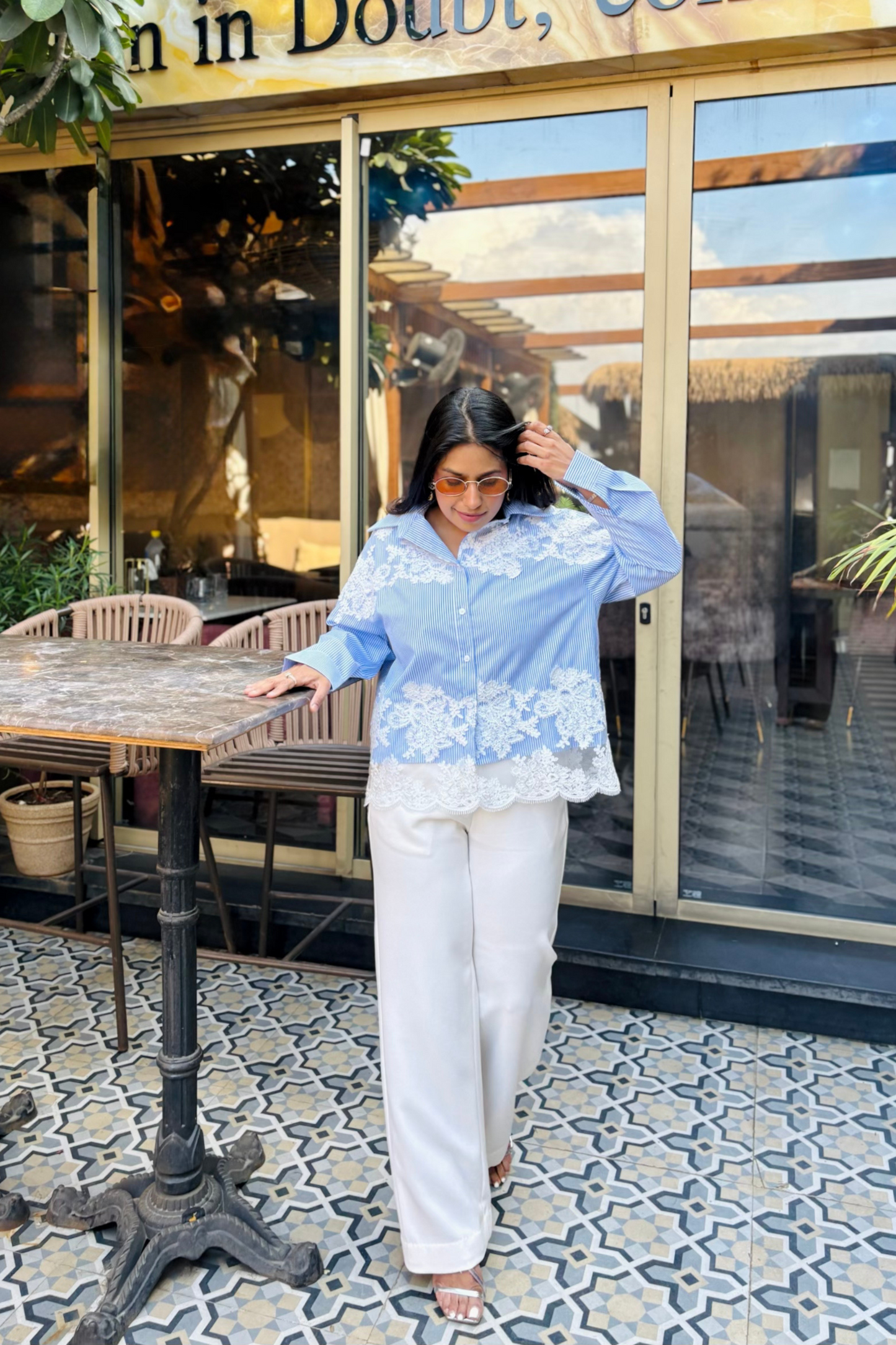 Blue lace shirt