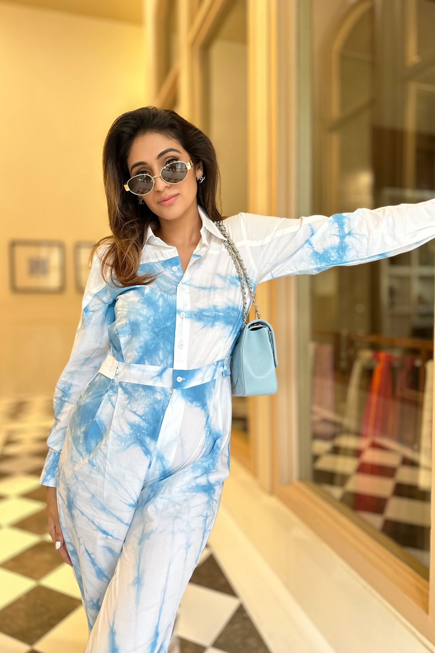 Hena Malhotra in Icy blue jumpsuit