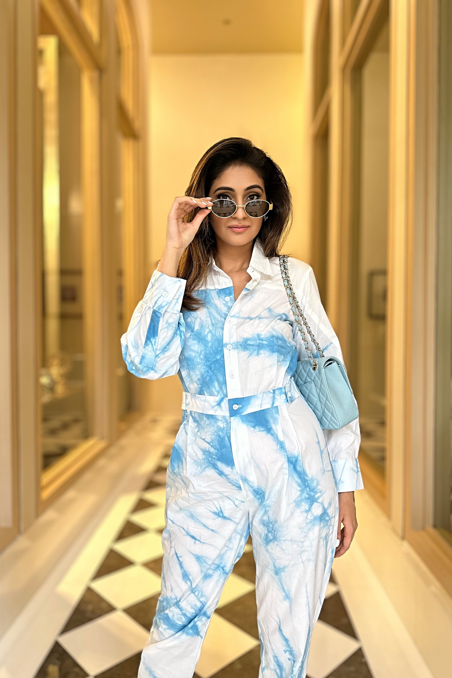 Hena Malhotra in Icy blue jumpsuit