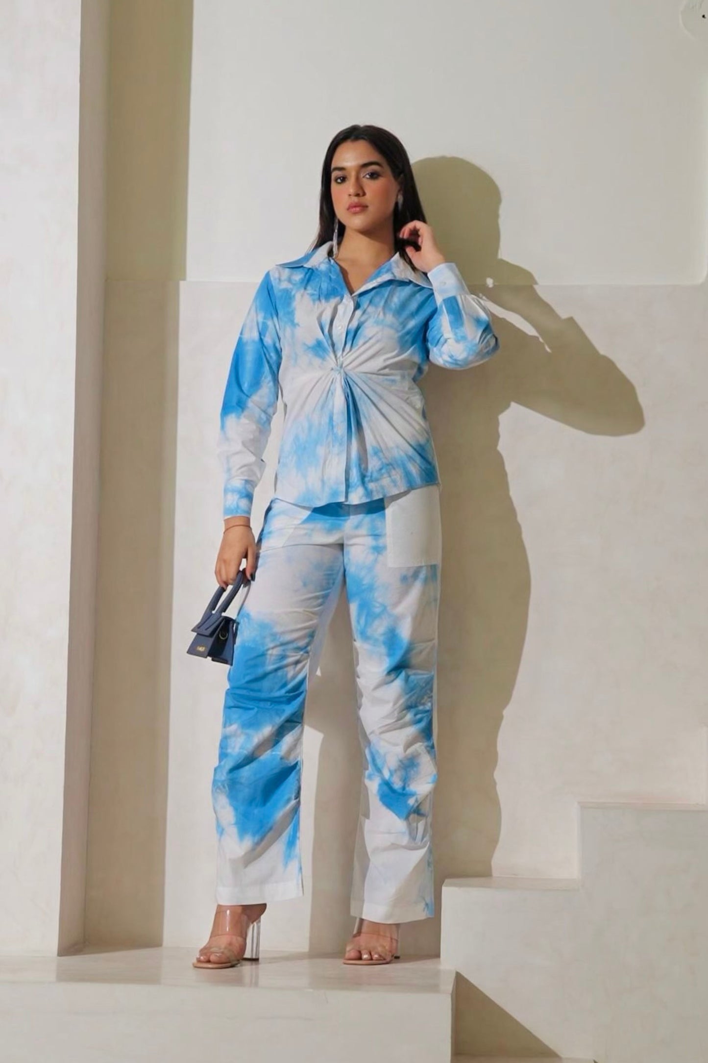 Icy blue tie knot co-ord set