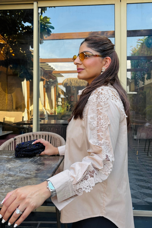 Beige lace shirt