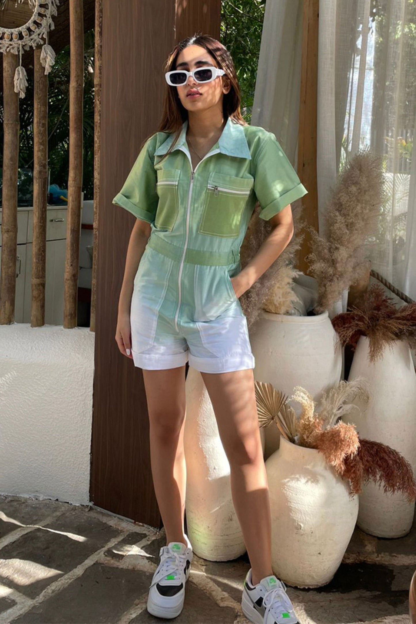 Tanya Tuli in our Lime and basil sorbet - Playsuit