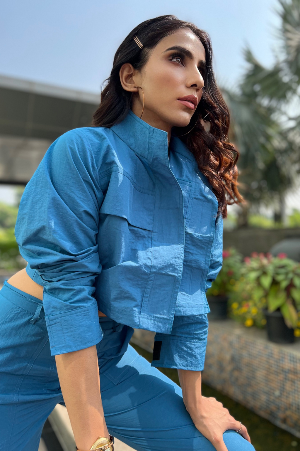 Petrol Blue Biker Jacket