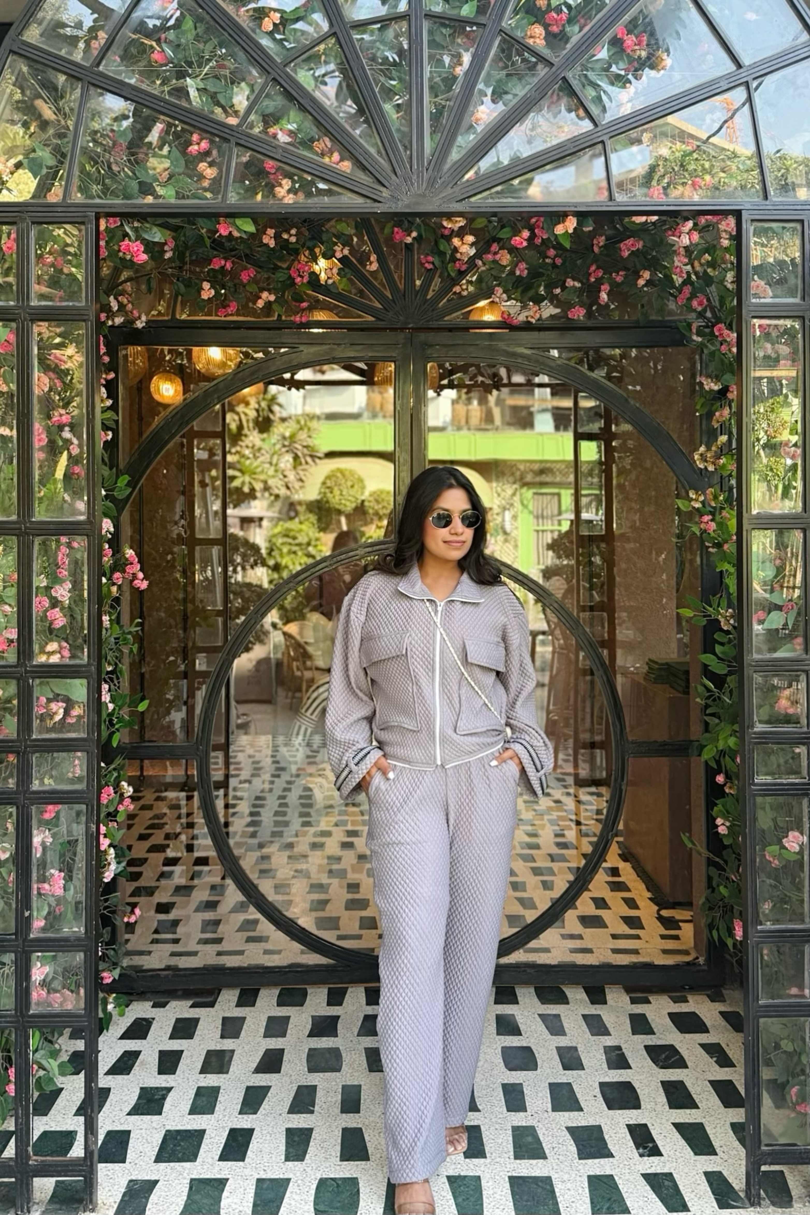 Grey quilted set with a detachable zip