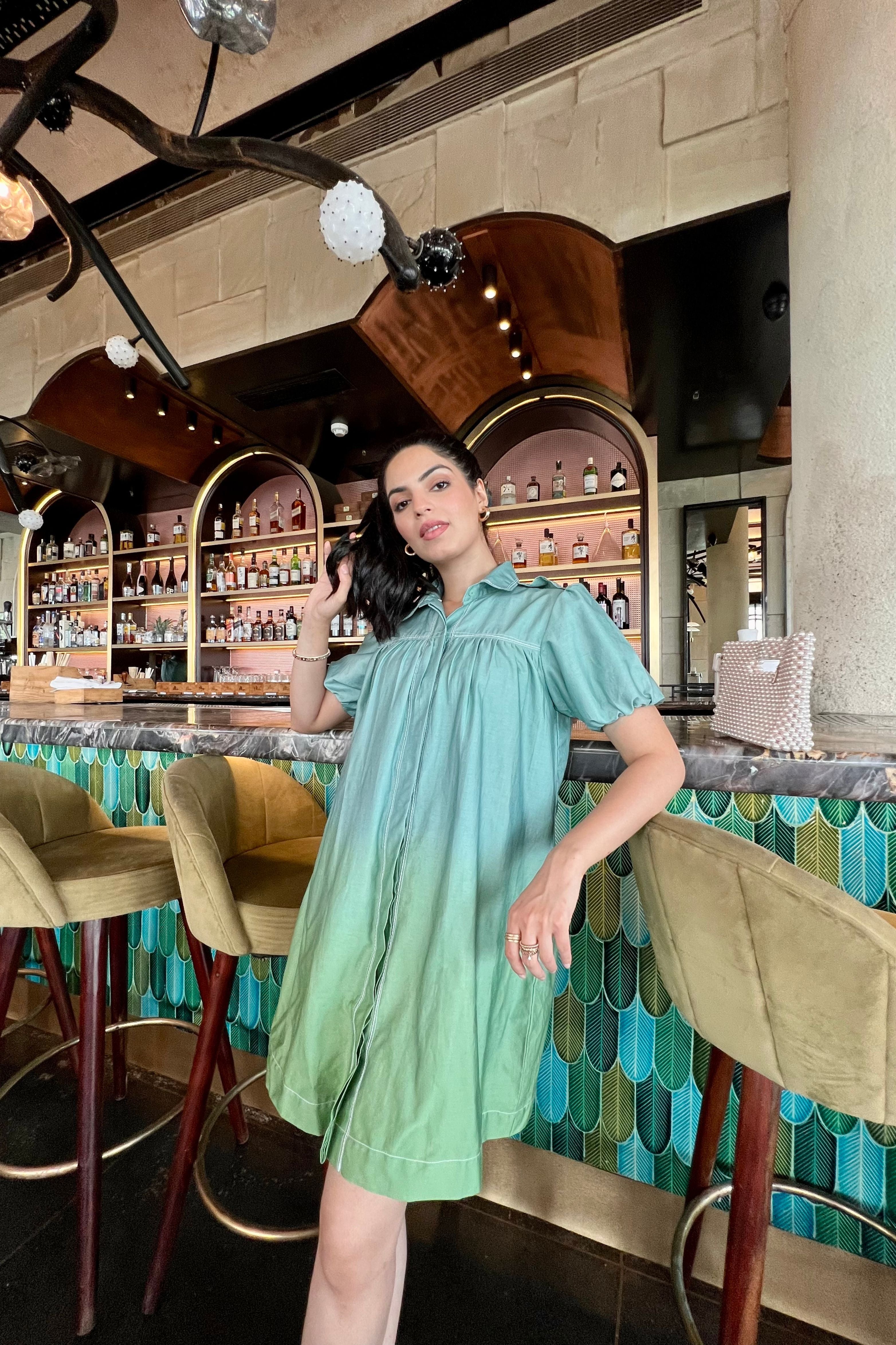 Blue and green ombré dress – Salmon Stretch