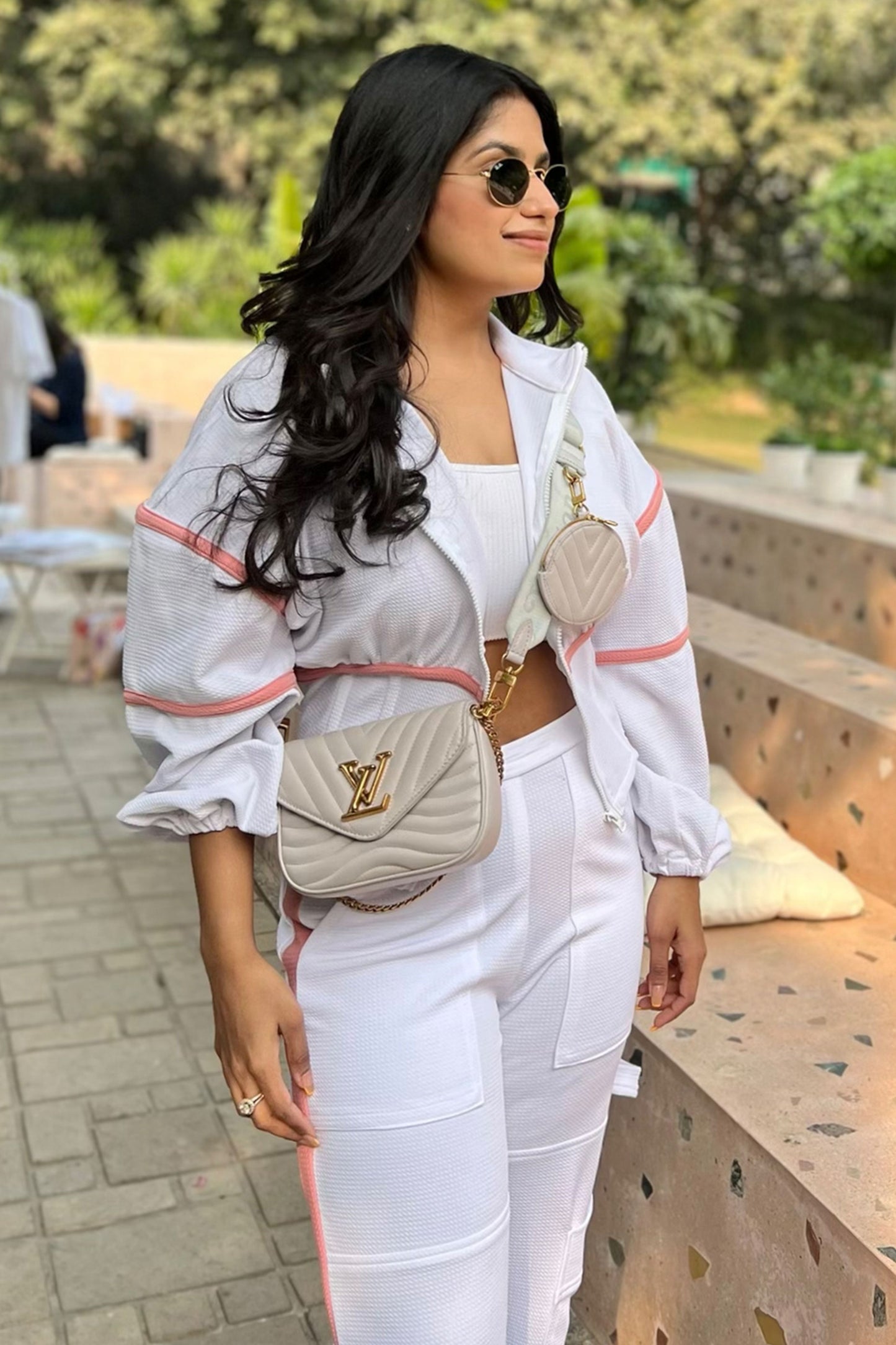 WHITE CORSET JACKET WITH CARGO PANTS