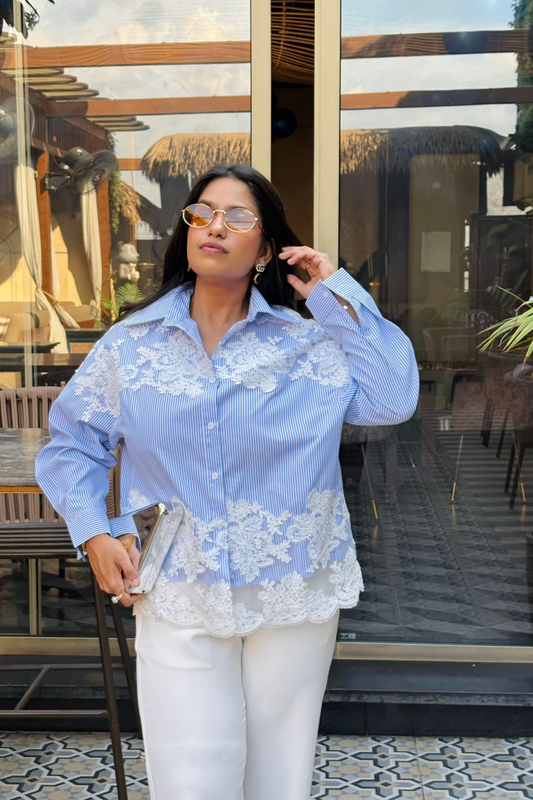 Blue lace shirt