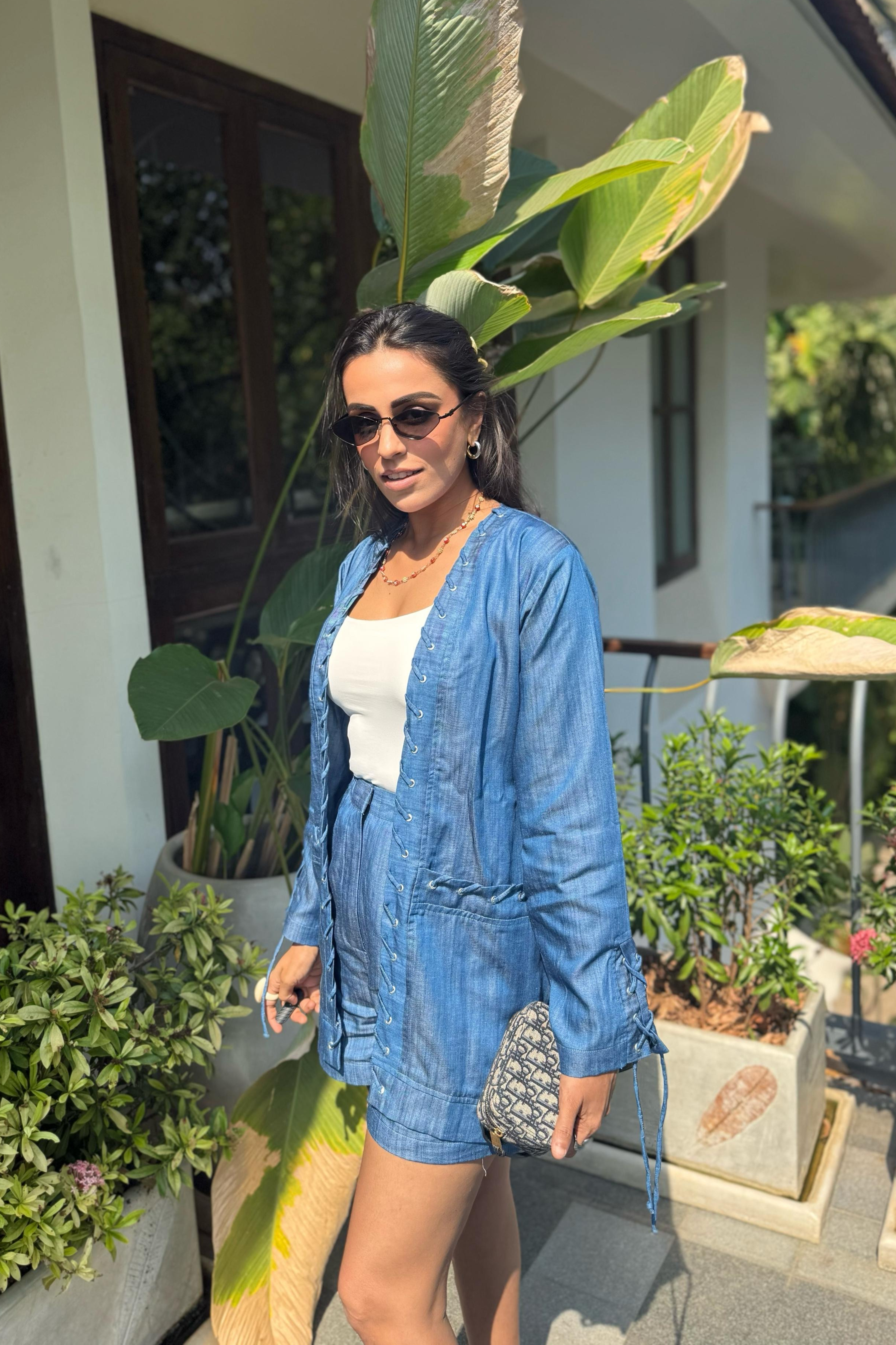 Ayesha Mehta in Skye shorts set