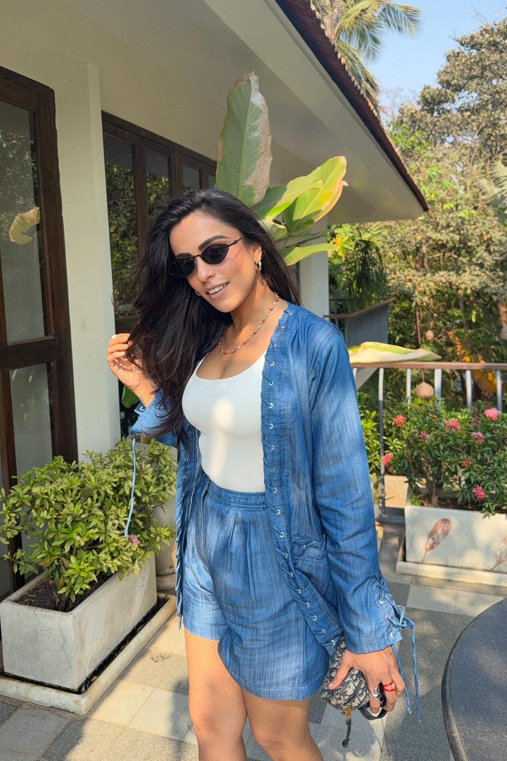 Ayesha Mehta in Skye shorts set