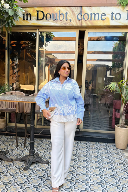 Blue lace shirt