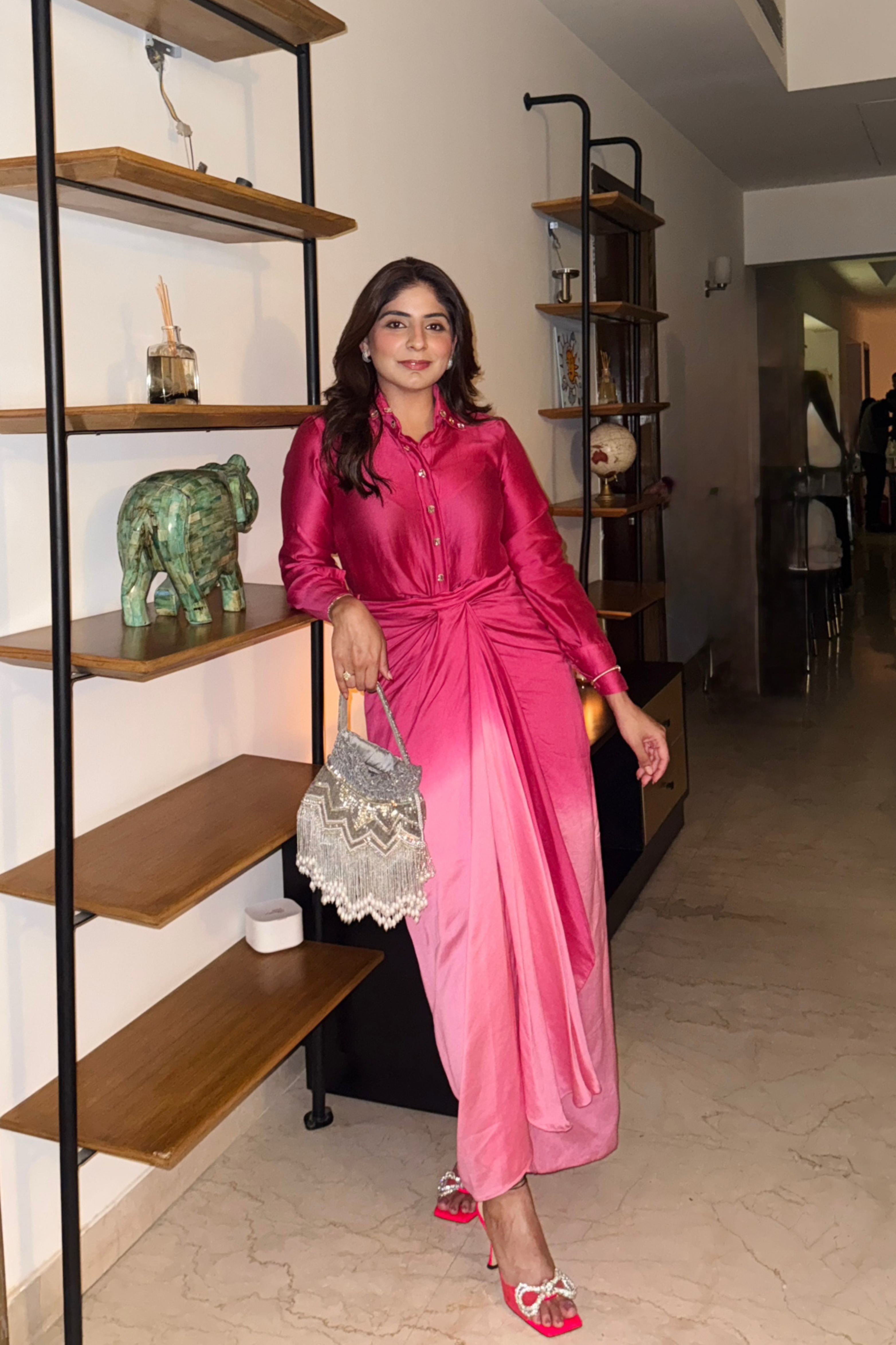 Hot pink shirt & skirt set