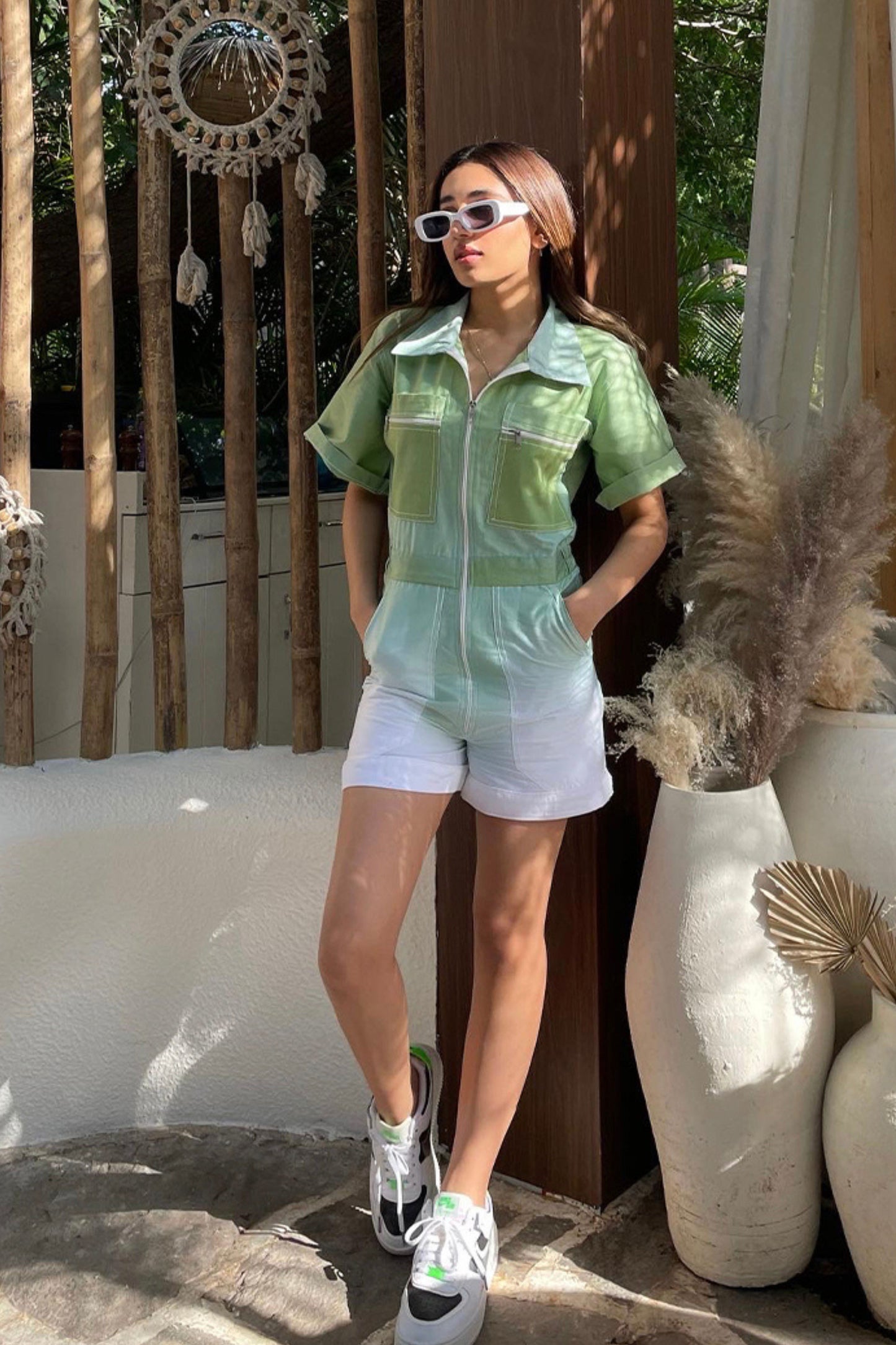 Tanya Tuli in our Lime and basil sorbet - Playsuit