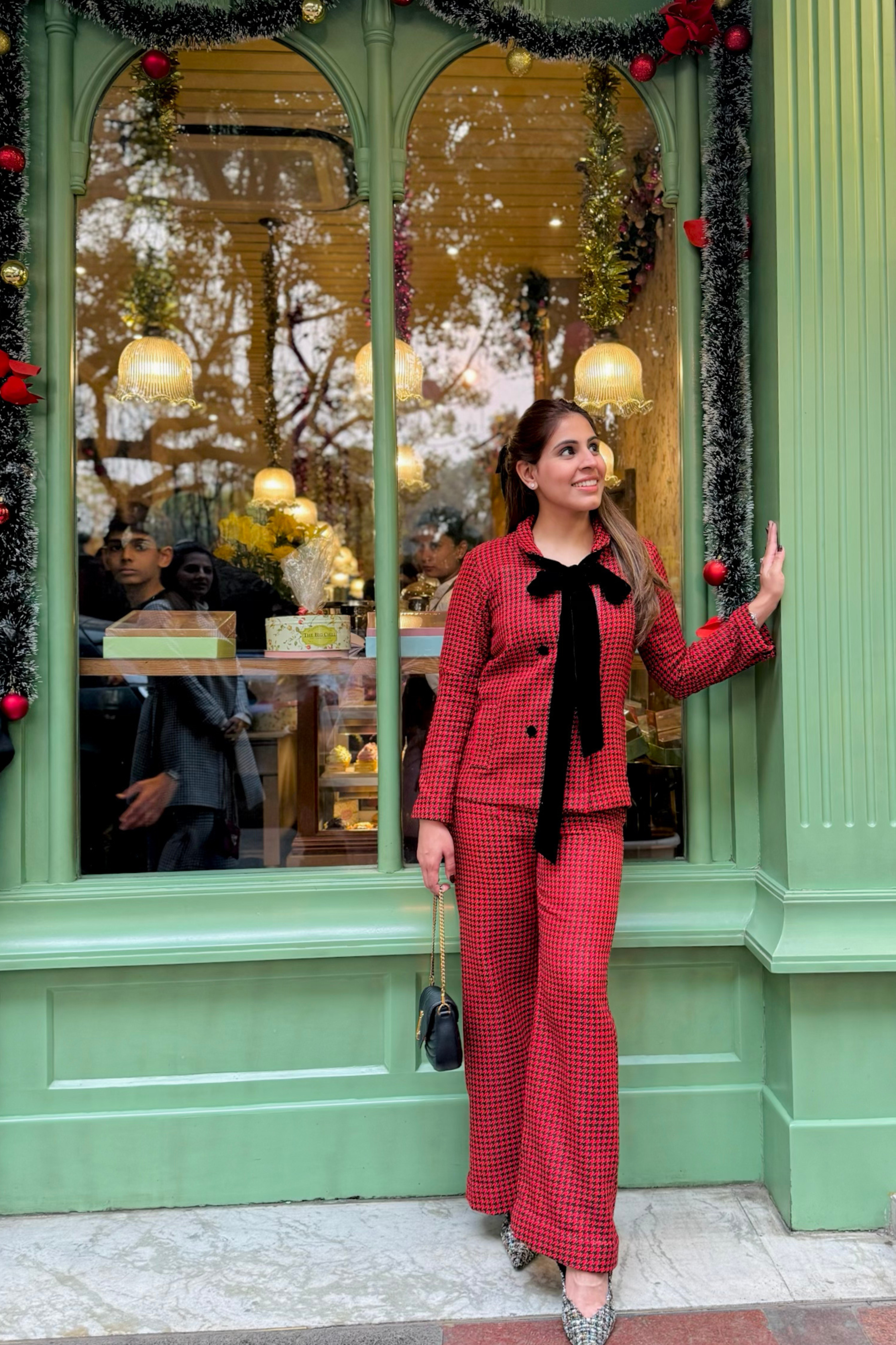 Red Houndstooth Double breasted jacket set