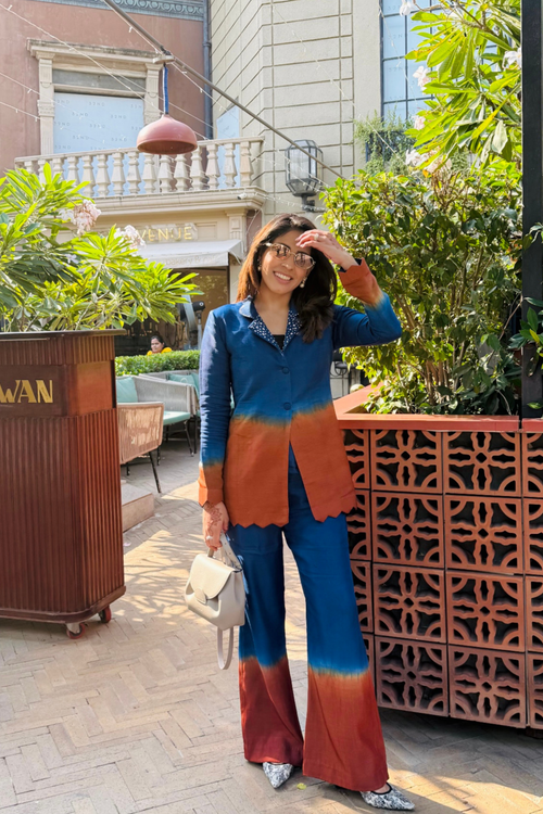 Blue and brown ombré Blazer set