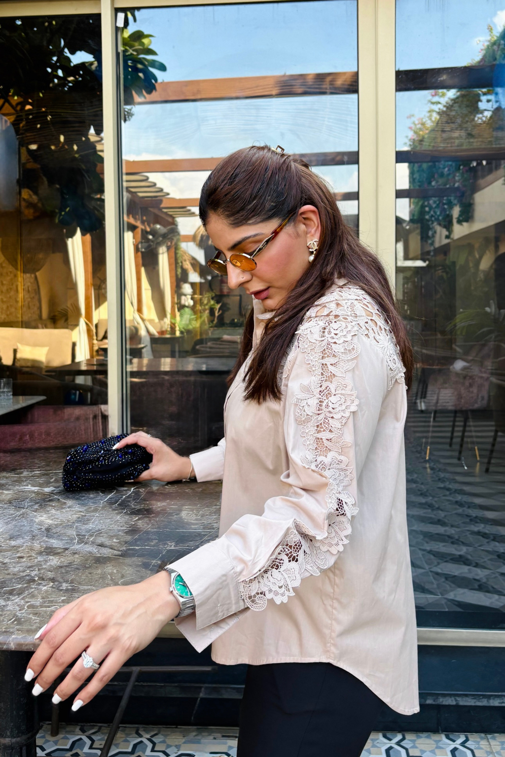 Beige lace shirt