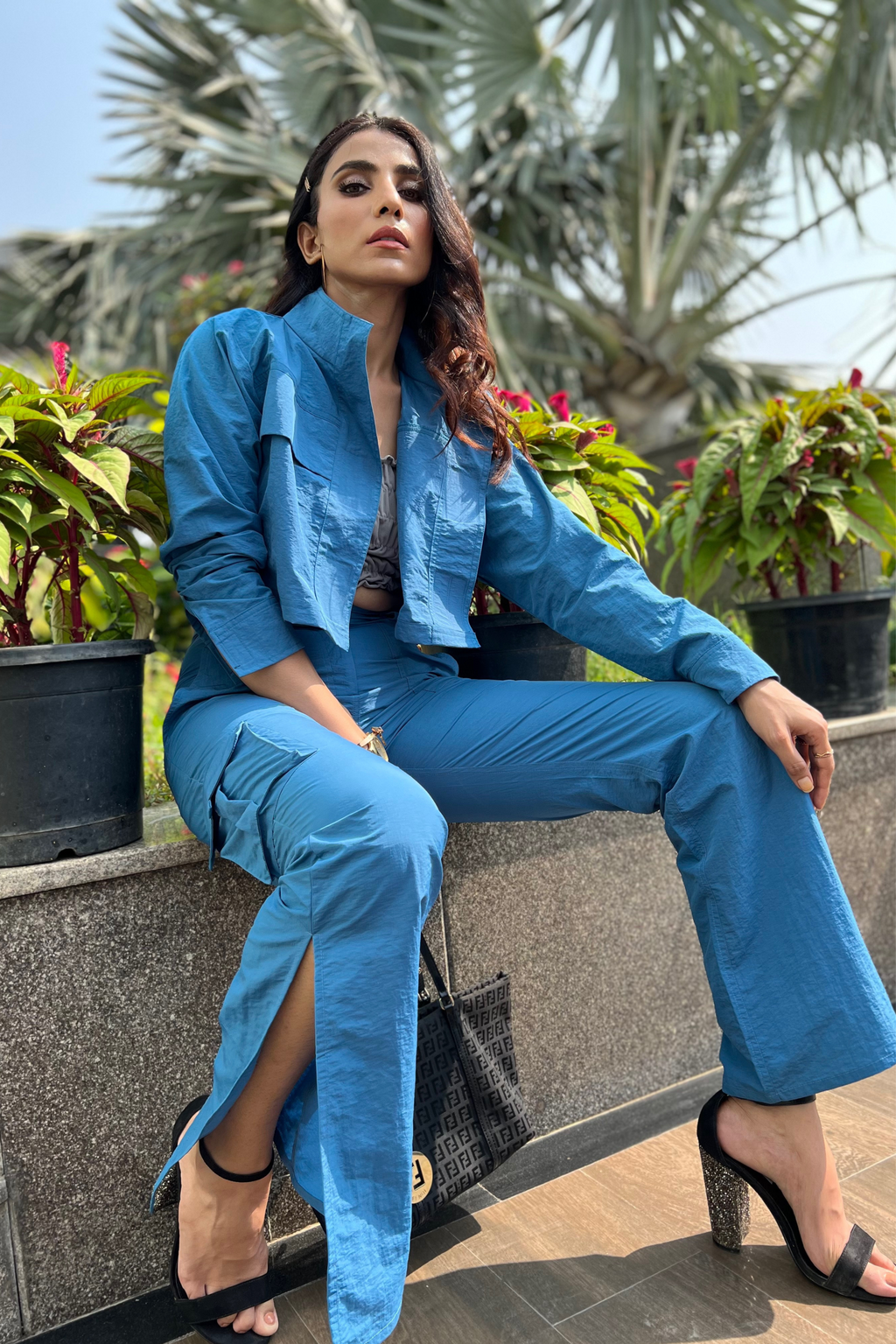 Petrol Blue Biker Jacket