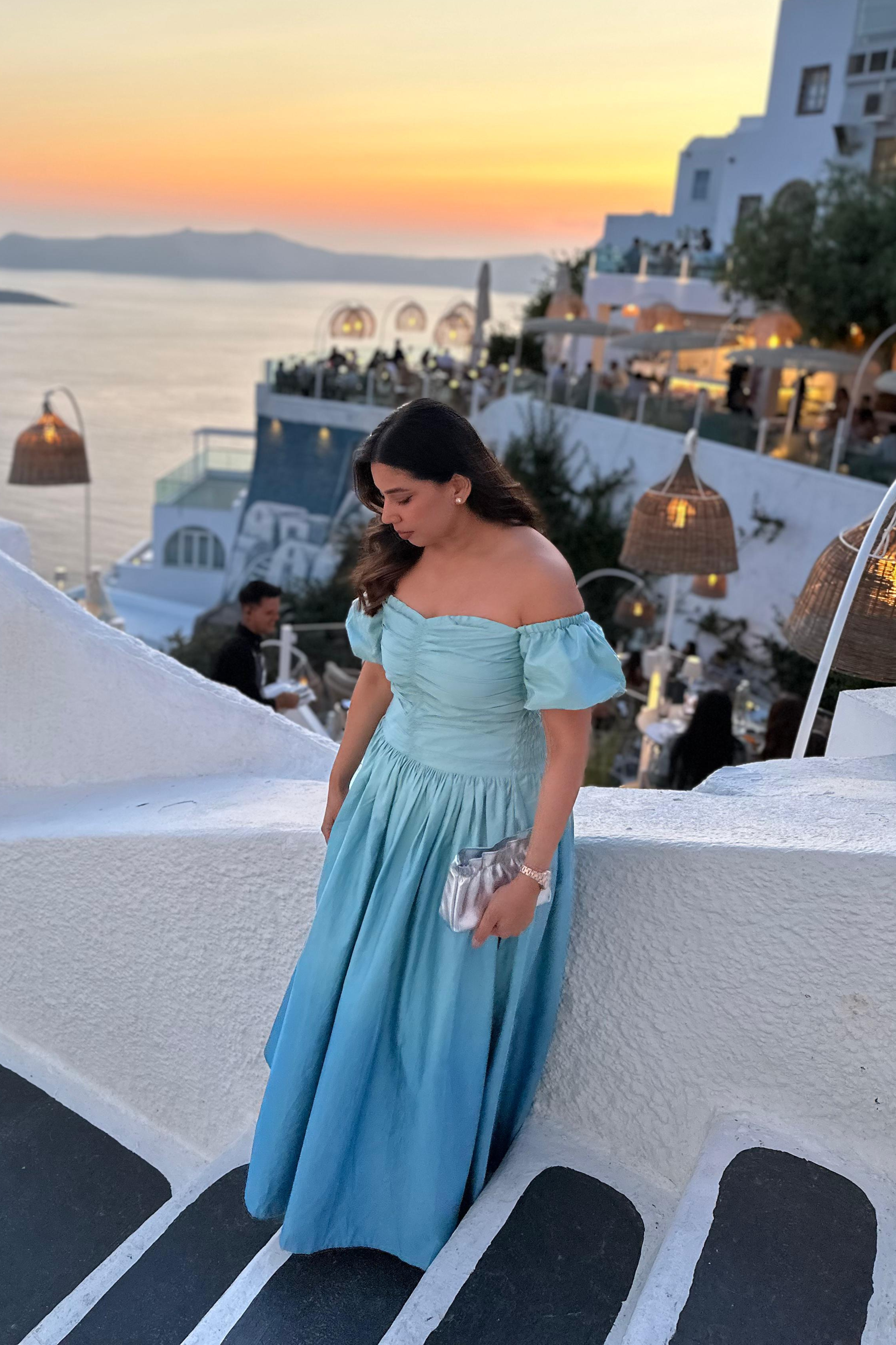 Shefali Tiwari in Kate Bridgerton dress