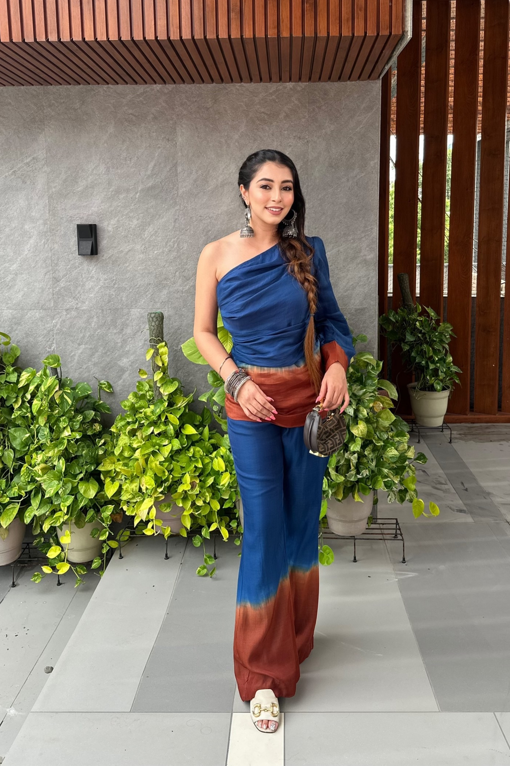 Aashna Vohra in Blue and brown ombré set