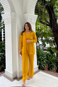 Yellow organza and silk co-ord set