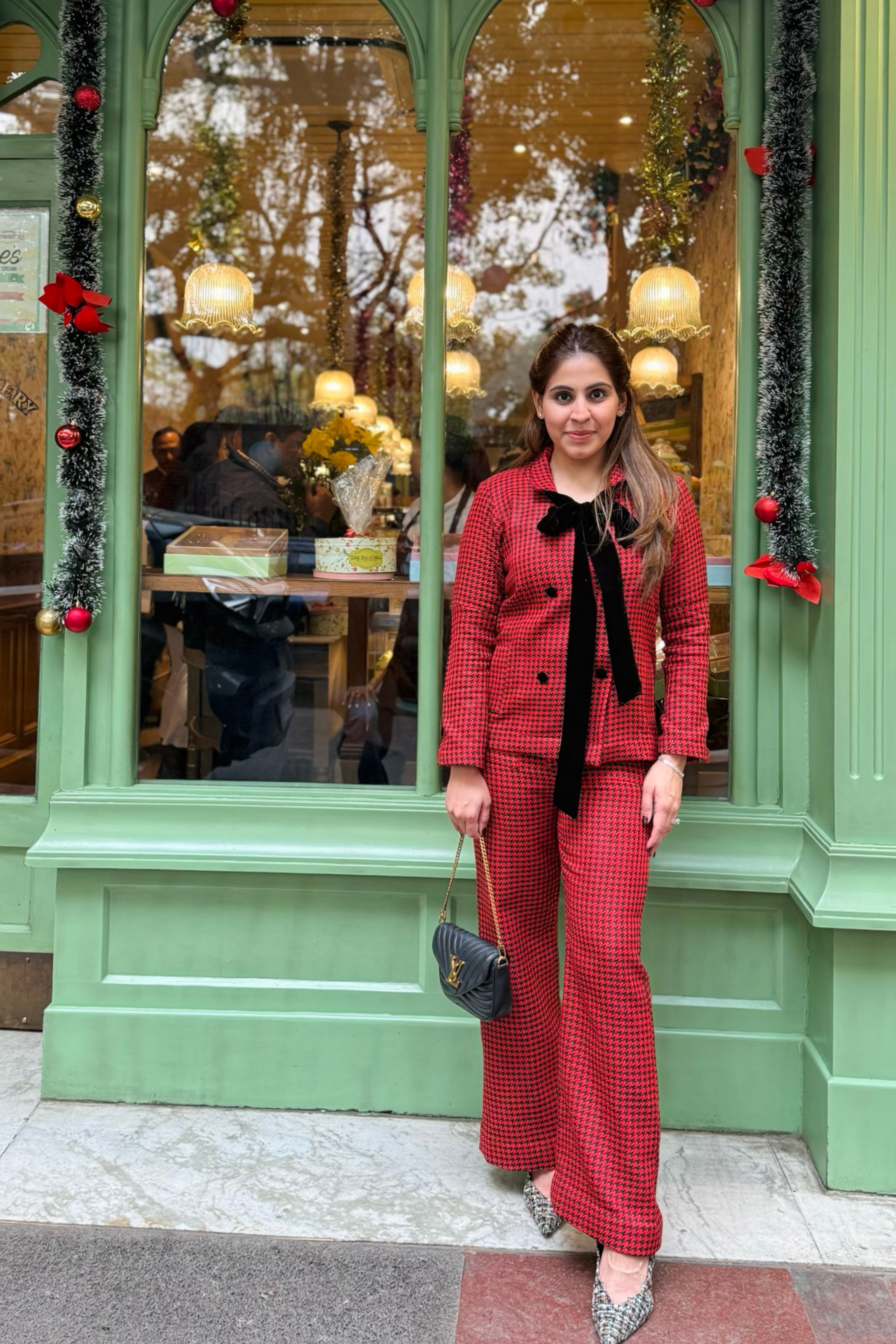 Red Houndstooth Double breasted jacket set