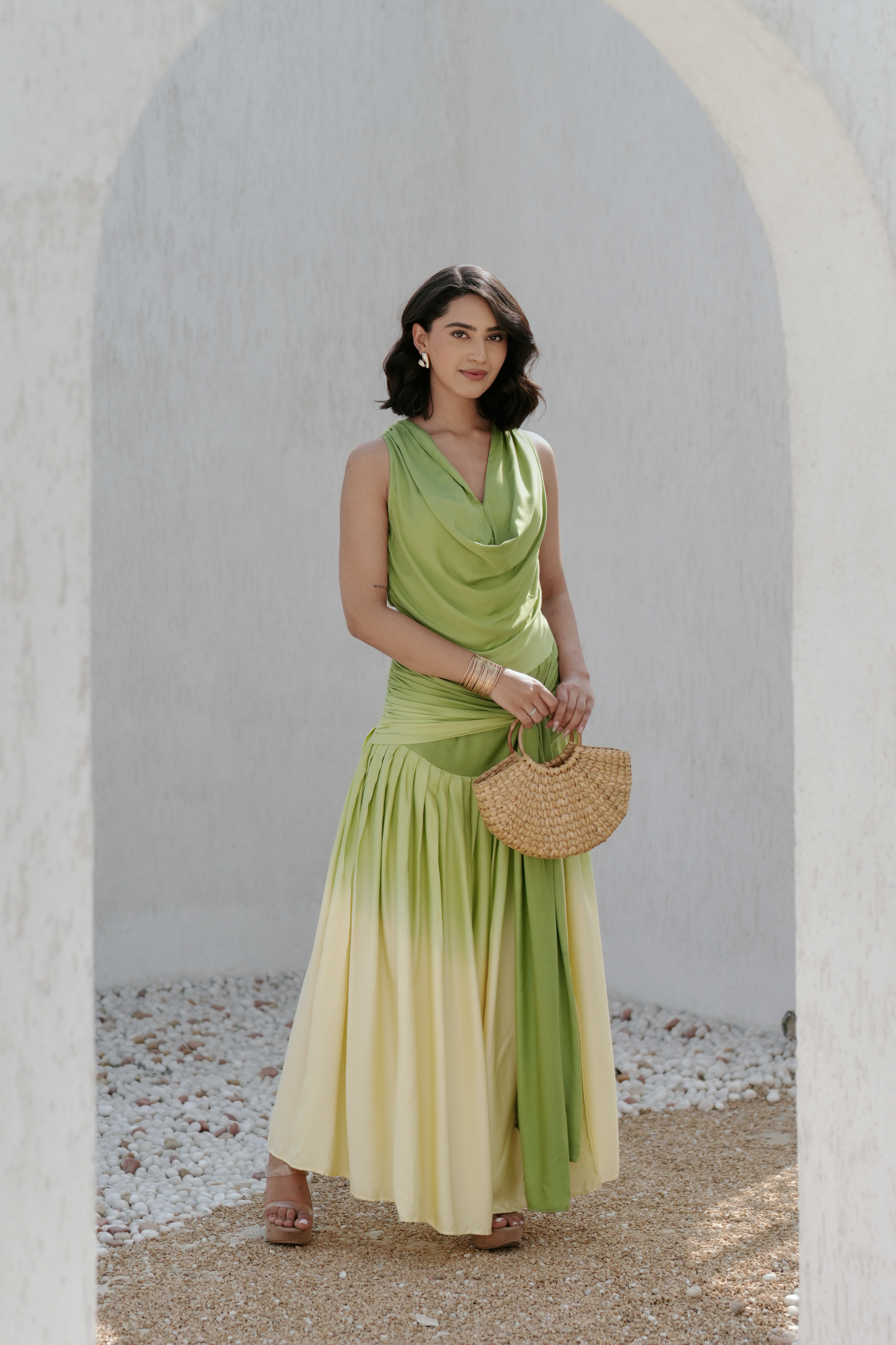 TROPICA COWL NECK DRESS