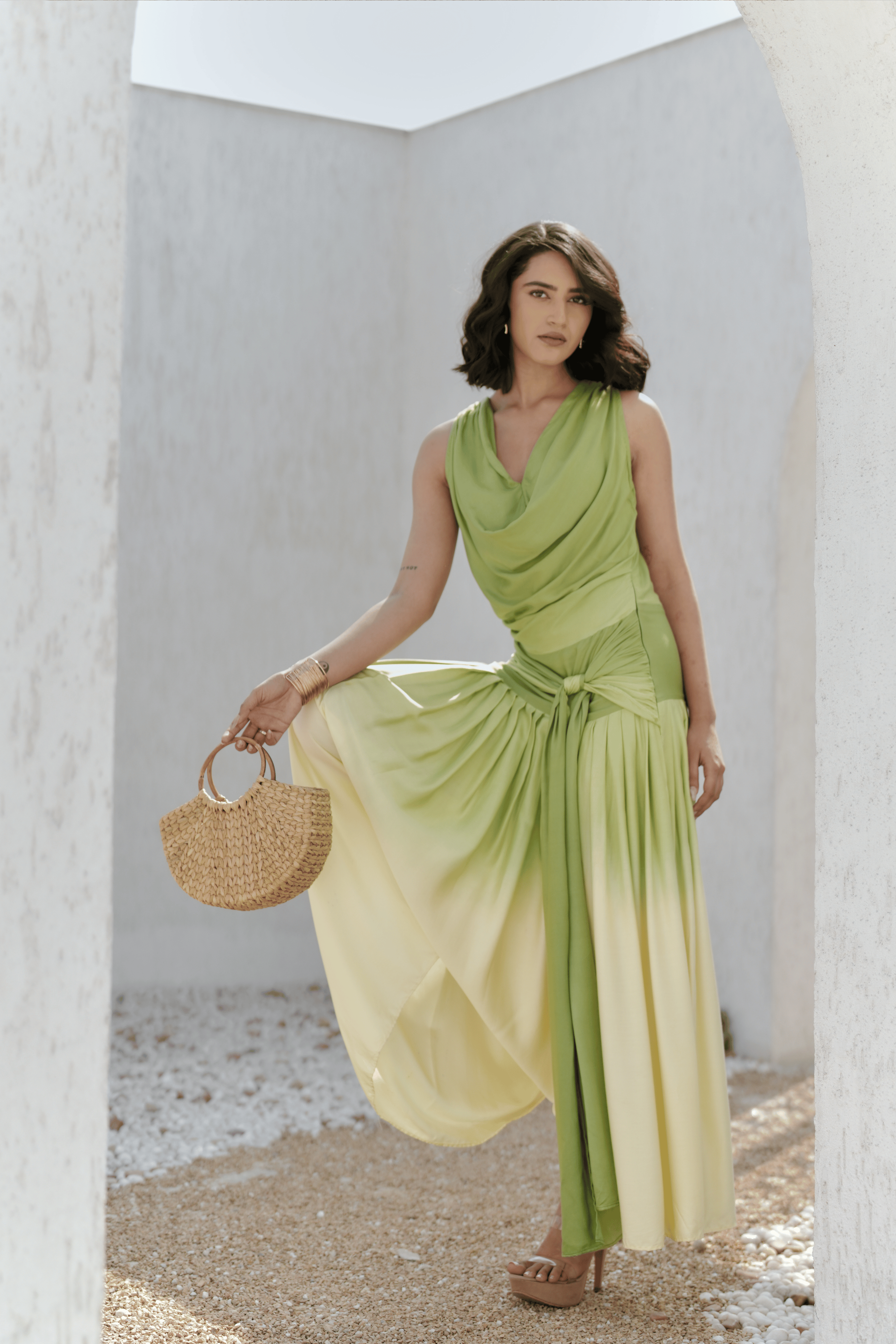 TROPICA COWL NECK DRESS