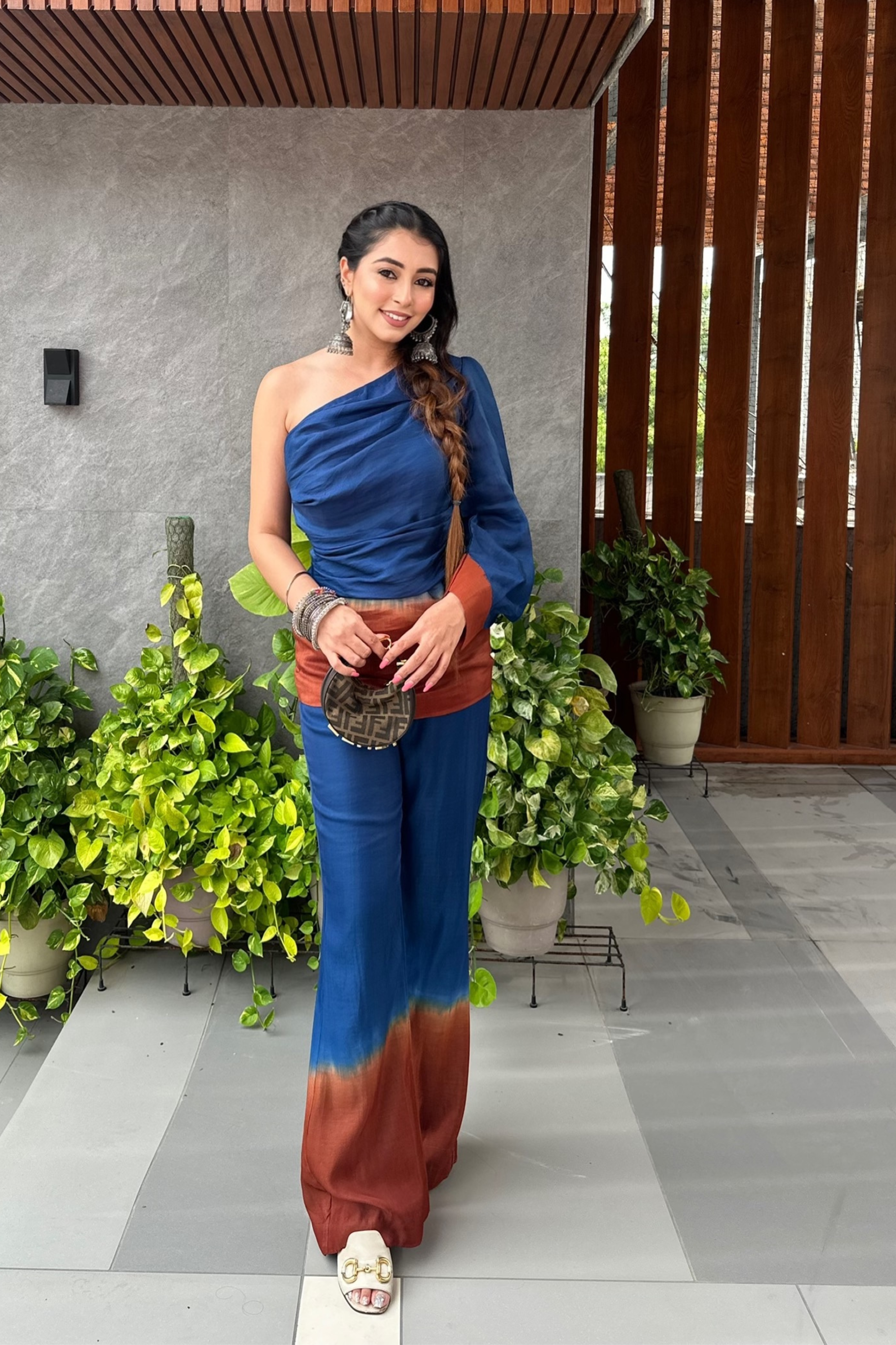 Aashna Vohra in Blue and brown ombré set