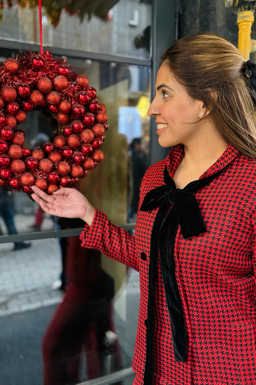 Red Houndstooth Double breasted jacket set