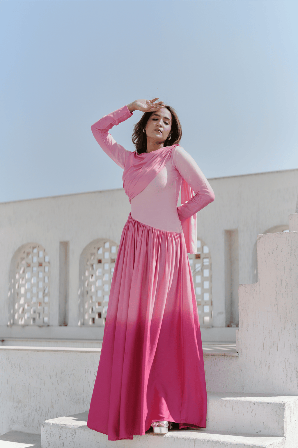 SOLANA LONG SLEEVE DRAPED DRESS