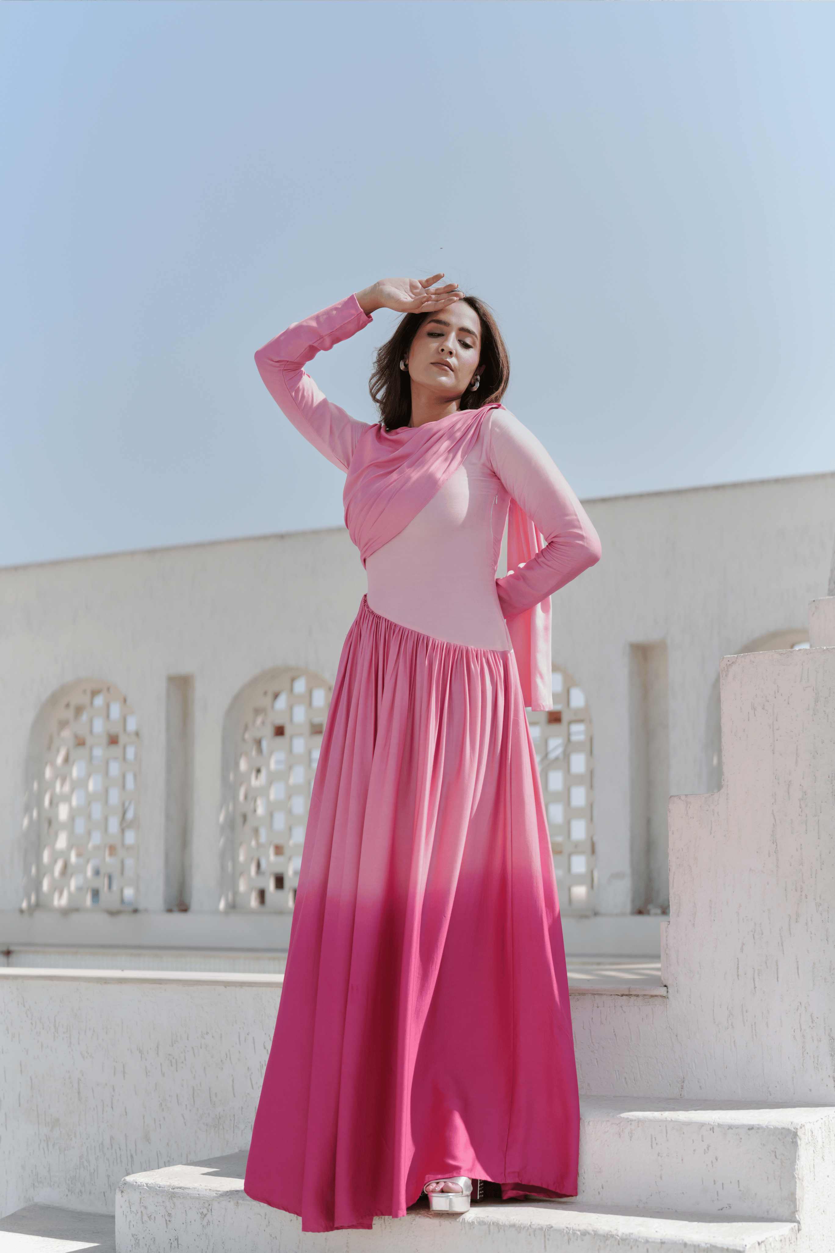 SOLANA LONG SLEEVE DRAPED DRESS