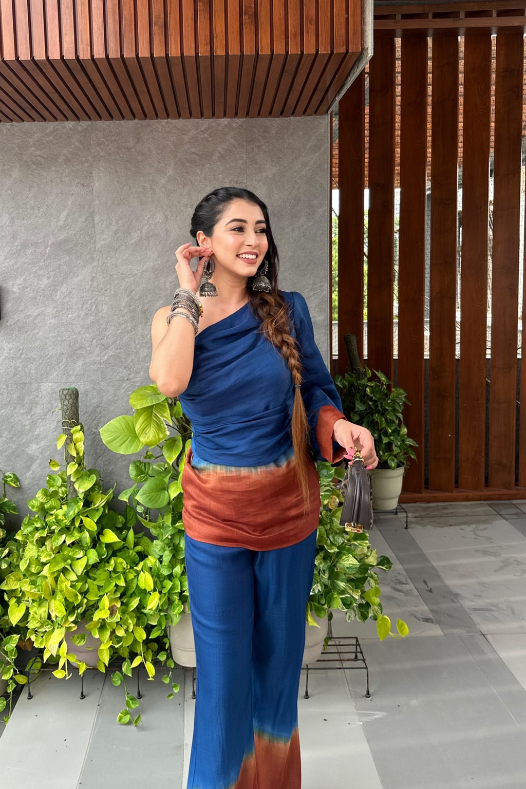 Aashna Vohra in Blue and brown ombré set