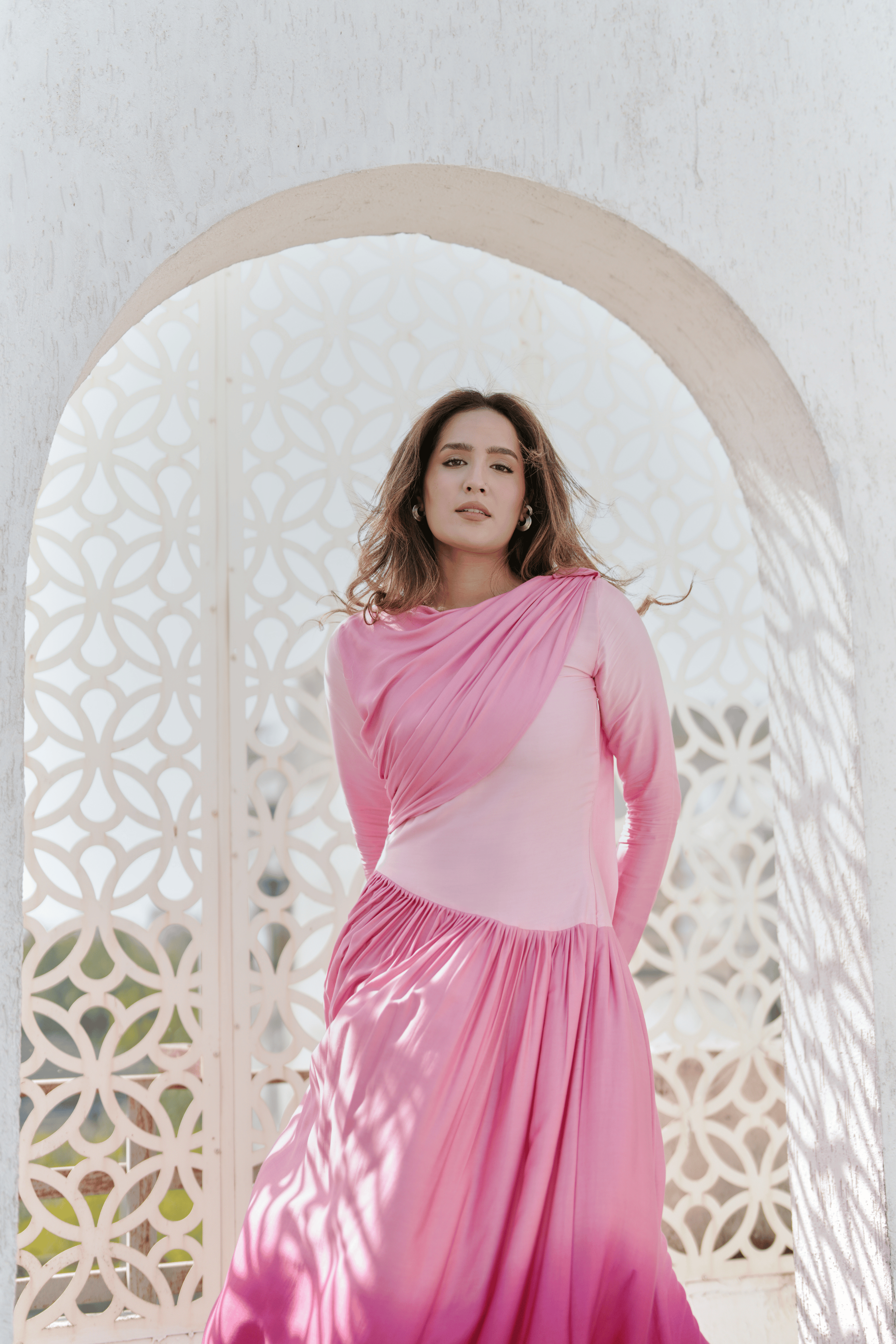 SOLANA LONG SLEEVE DRAPED DRESS