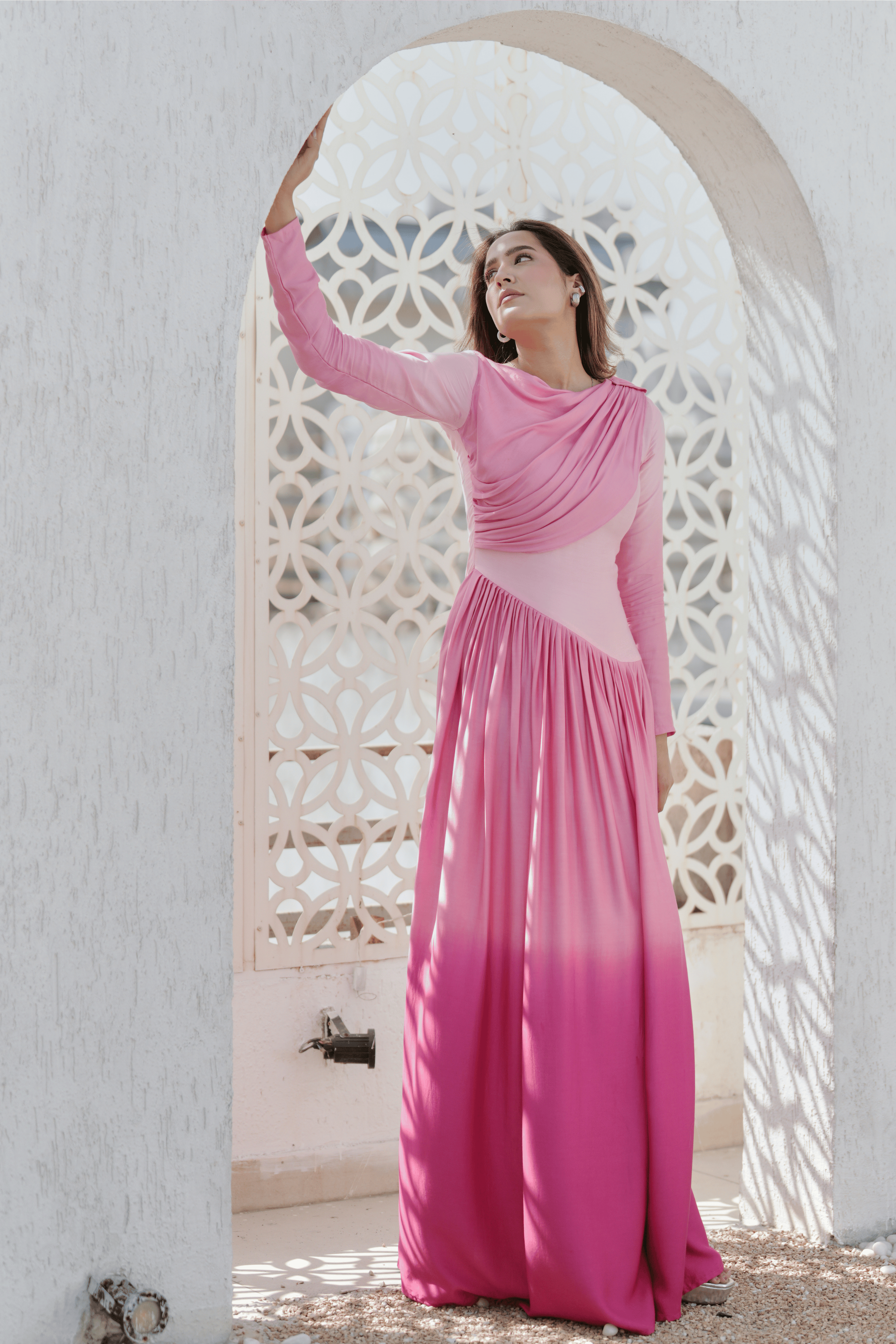 SOLANA LONG SLEEVE DRAPED DRESS