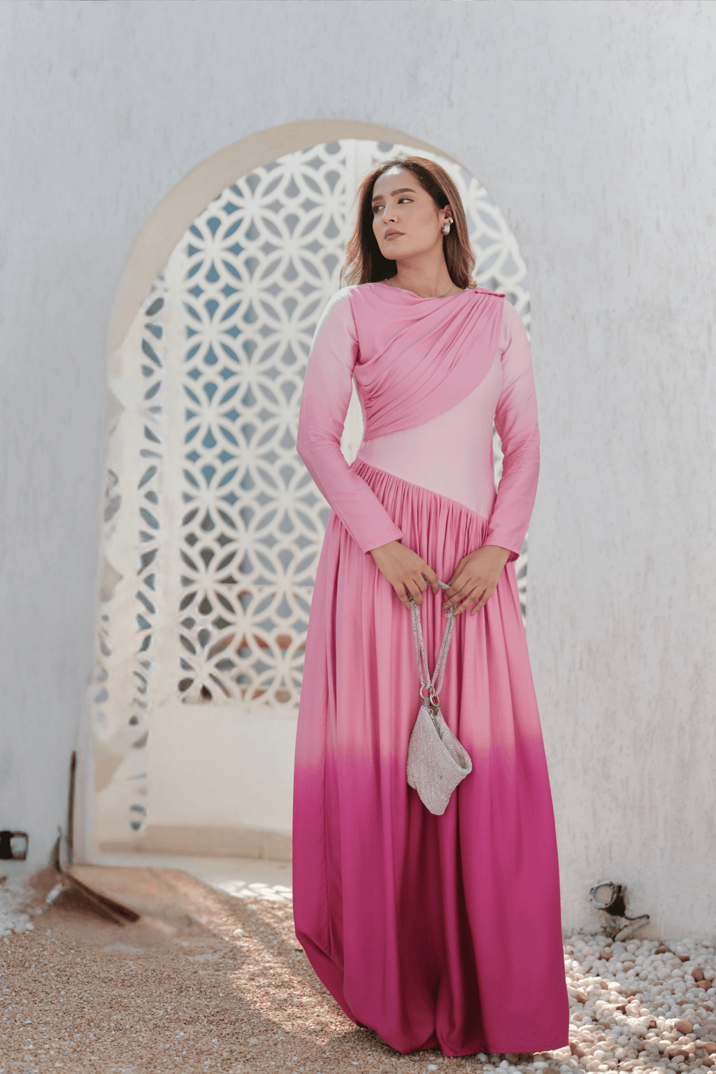 SOLANA LONG SLEEVE DRAPED DRESS