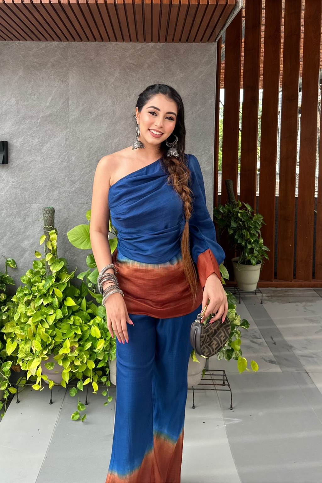 Aashna Vohra in Blue and brown ombré set
