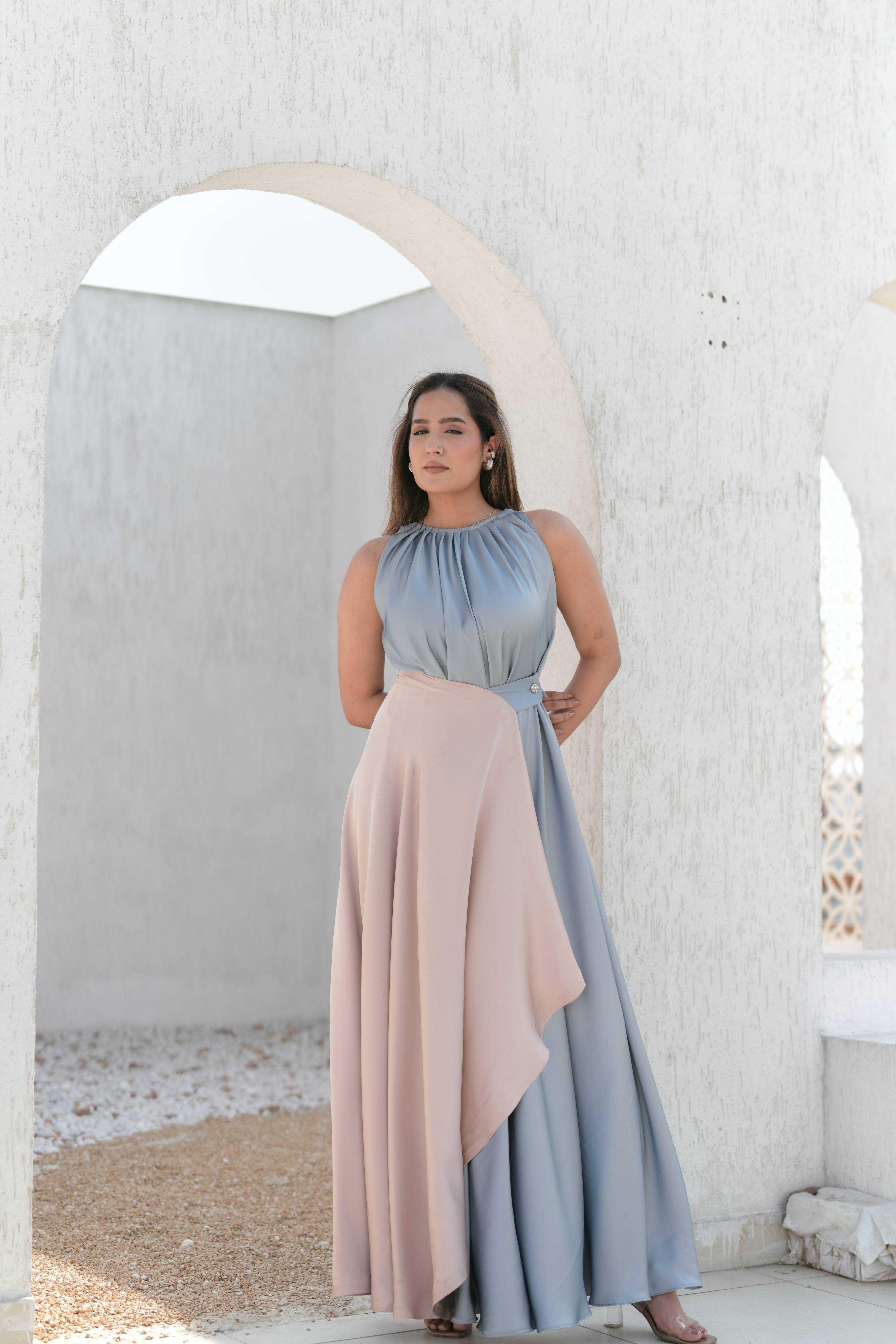SOFIE DRAPED SATIN DRESS