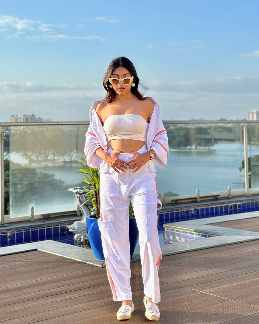 Cipia Artul in our White corset jacket and pants set