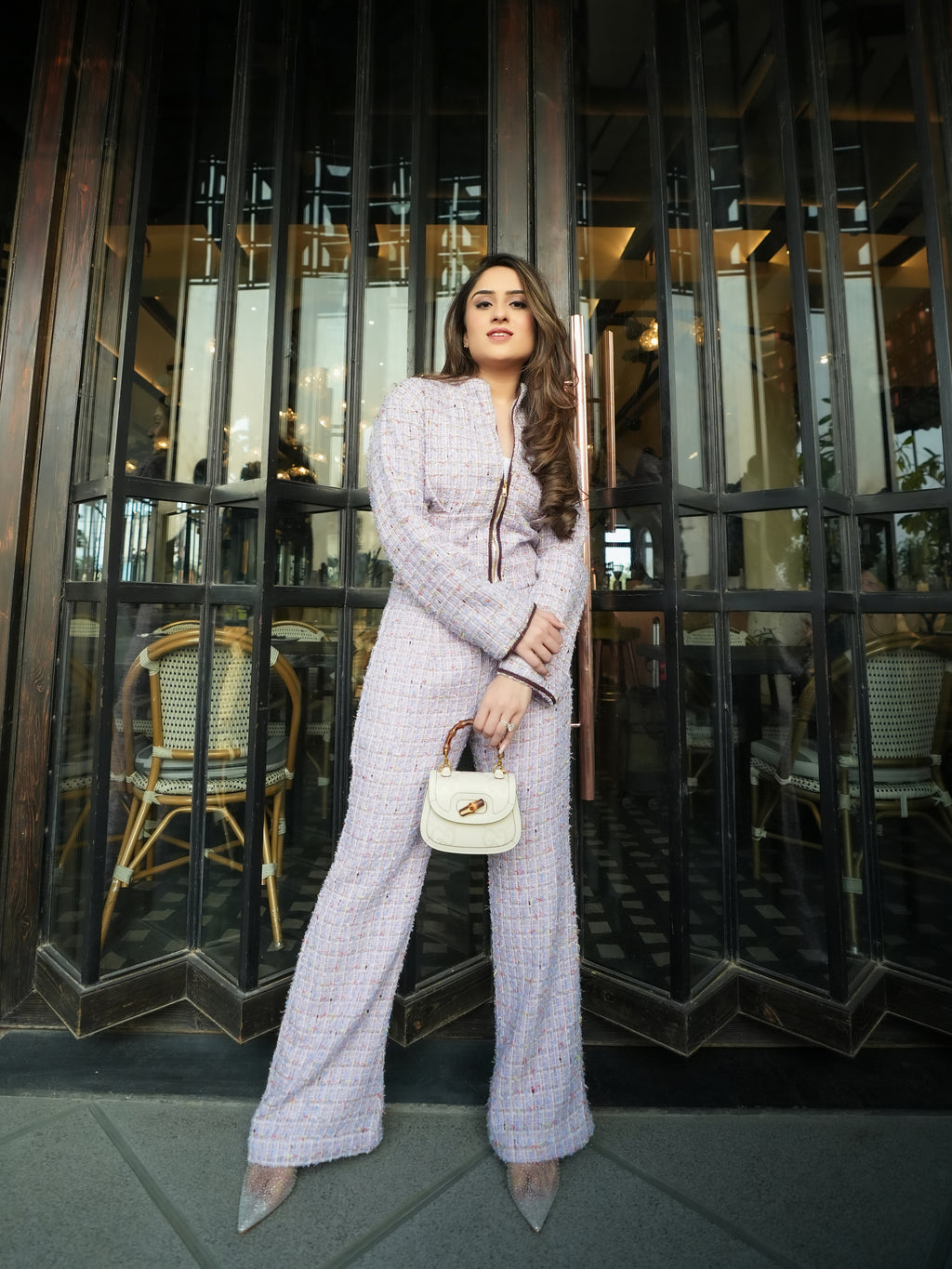 Lavender Corset Jacket with Flared Pants