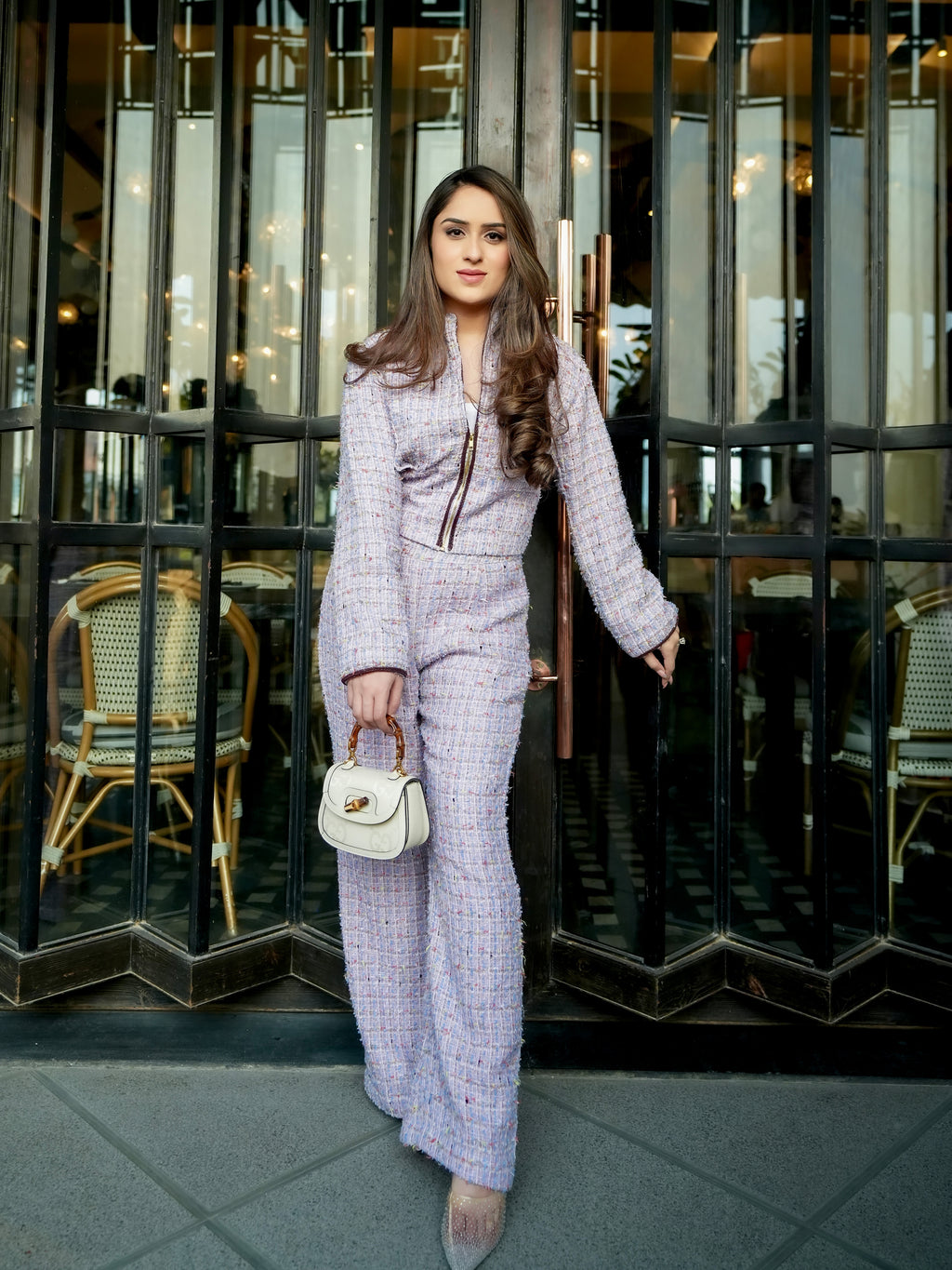 Lavender Corset Jacket with Flared Pants