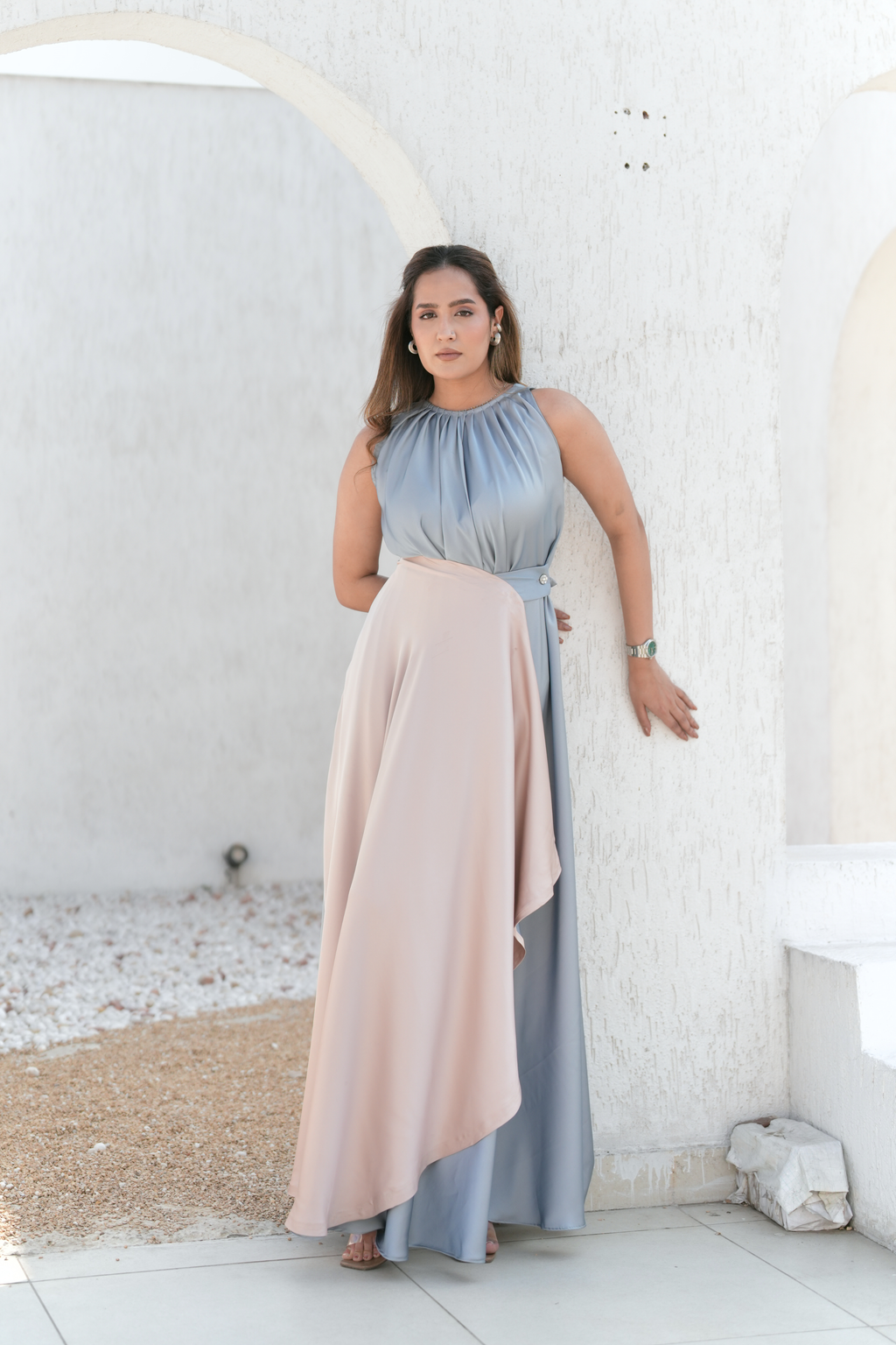 SOFIE DRAPED SATIN DRESS