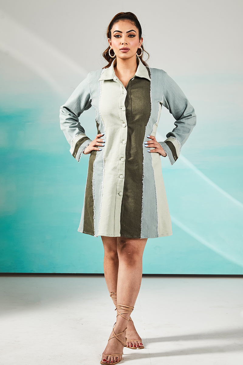 Colour block A-line dress