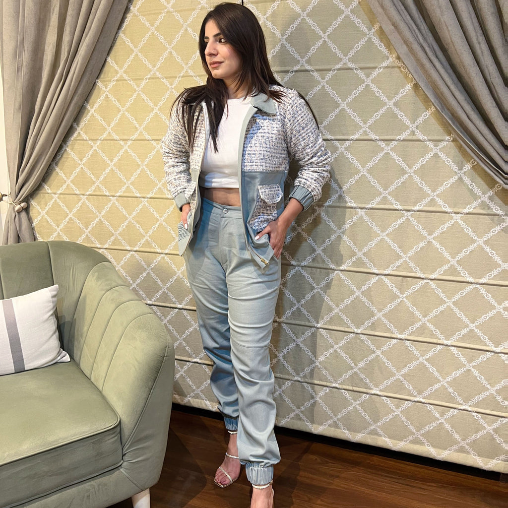 Tweed and Denim Bomber Set