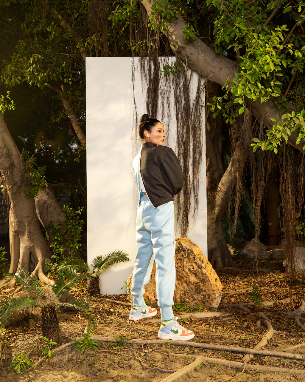 Half and Half Jacket with Blue Fleece Joggers