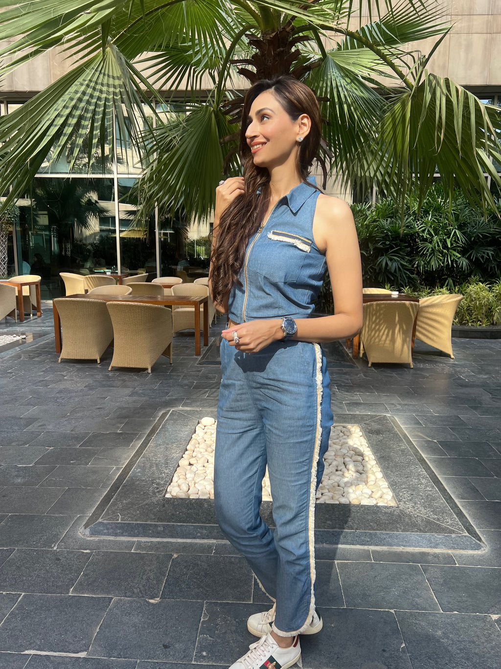 Sonakshi Gandhi in our Denim co-ord set with Fringe detailing