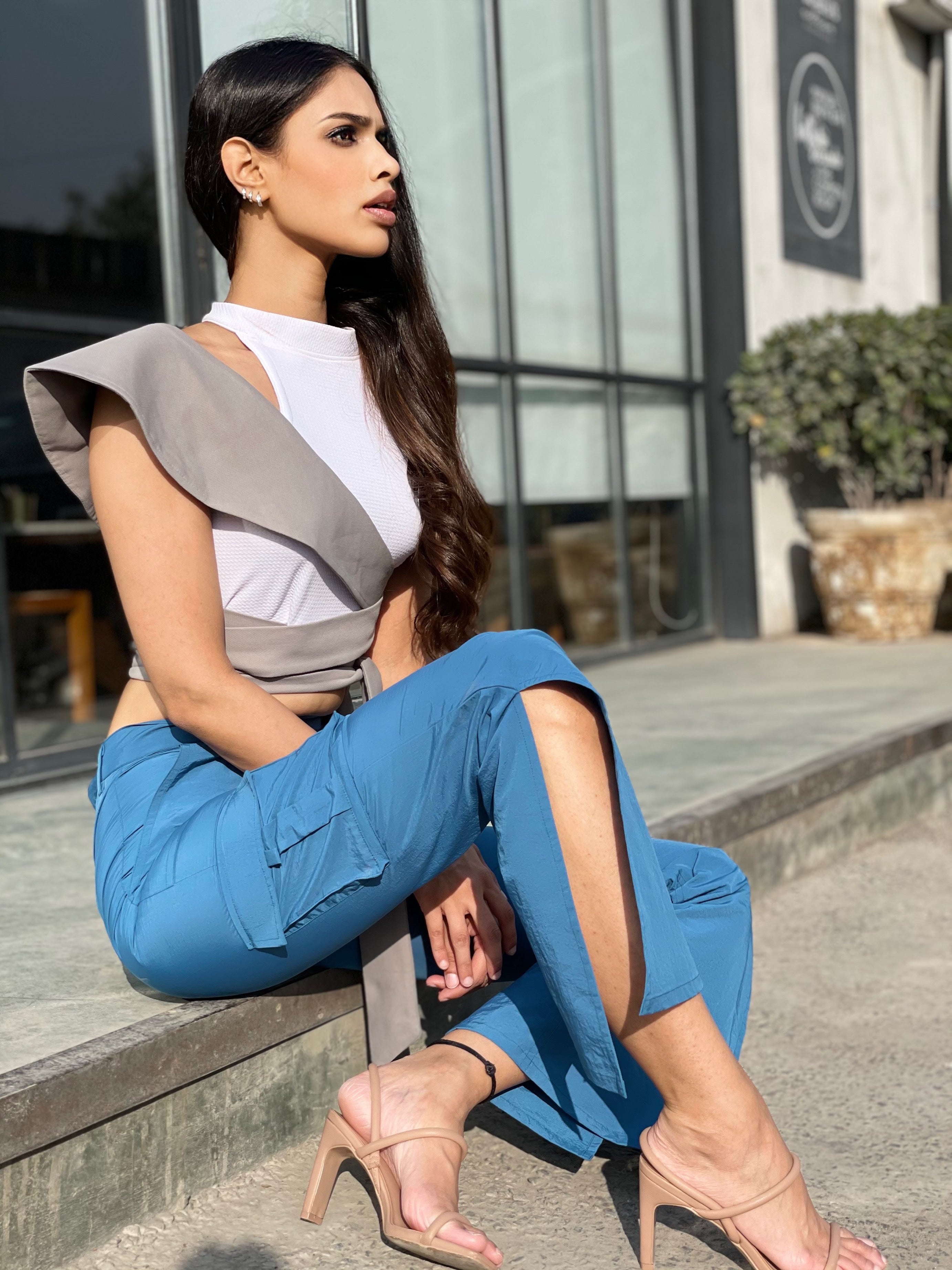 EKTA BHADANA : In our White top and Cargo Pants