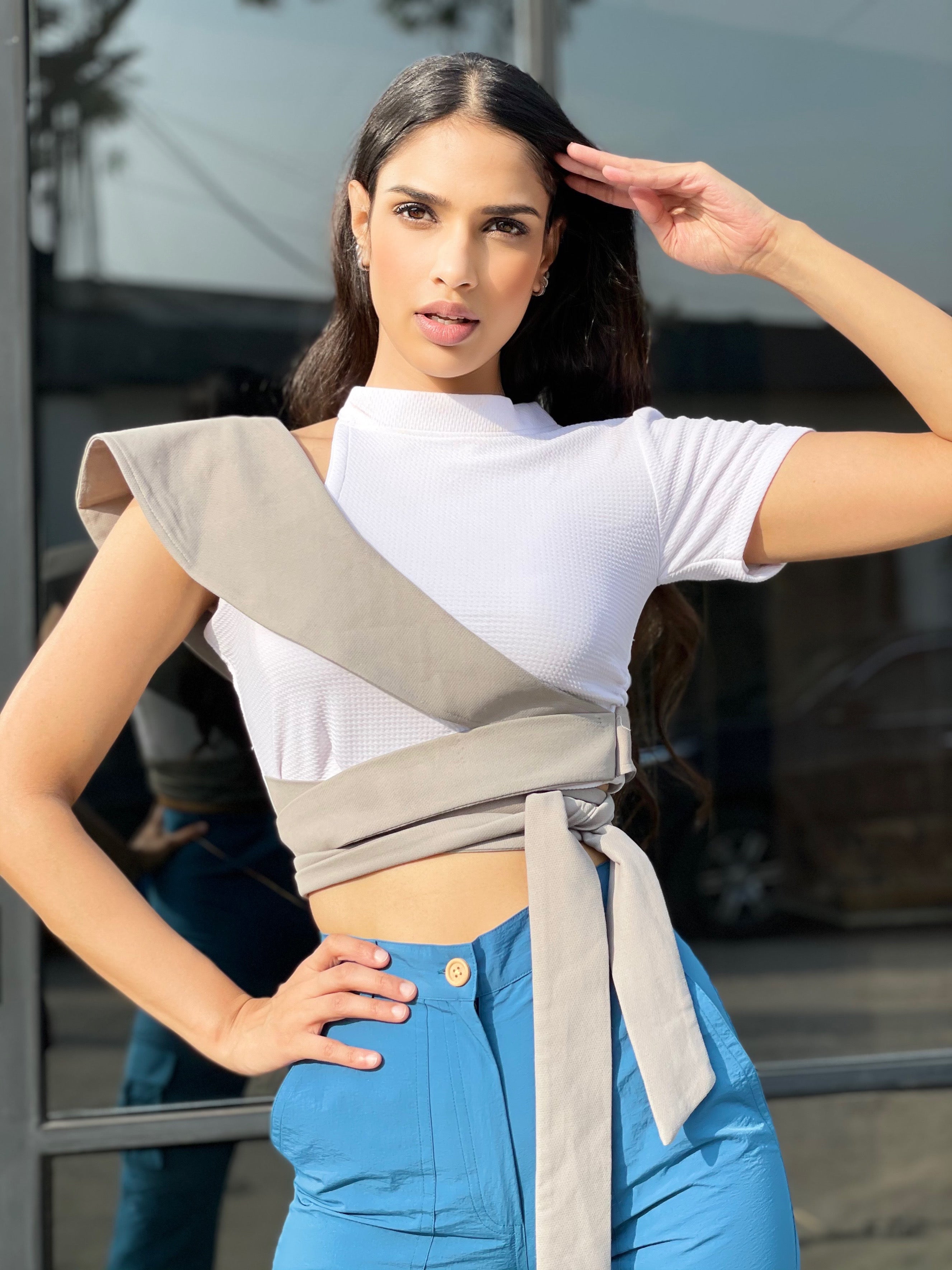 EKTA BHADANA : In our White top and Cargo Pants