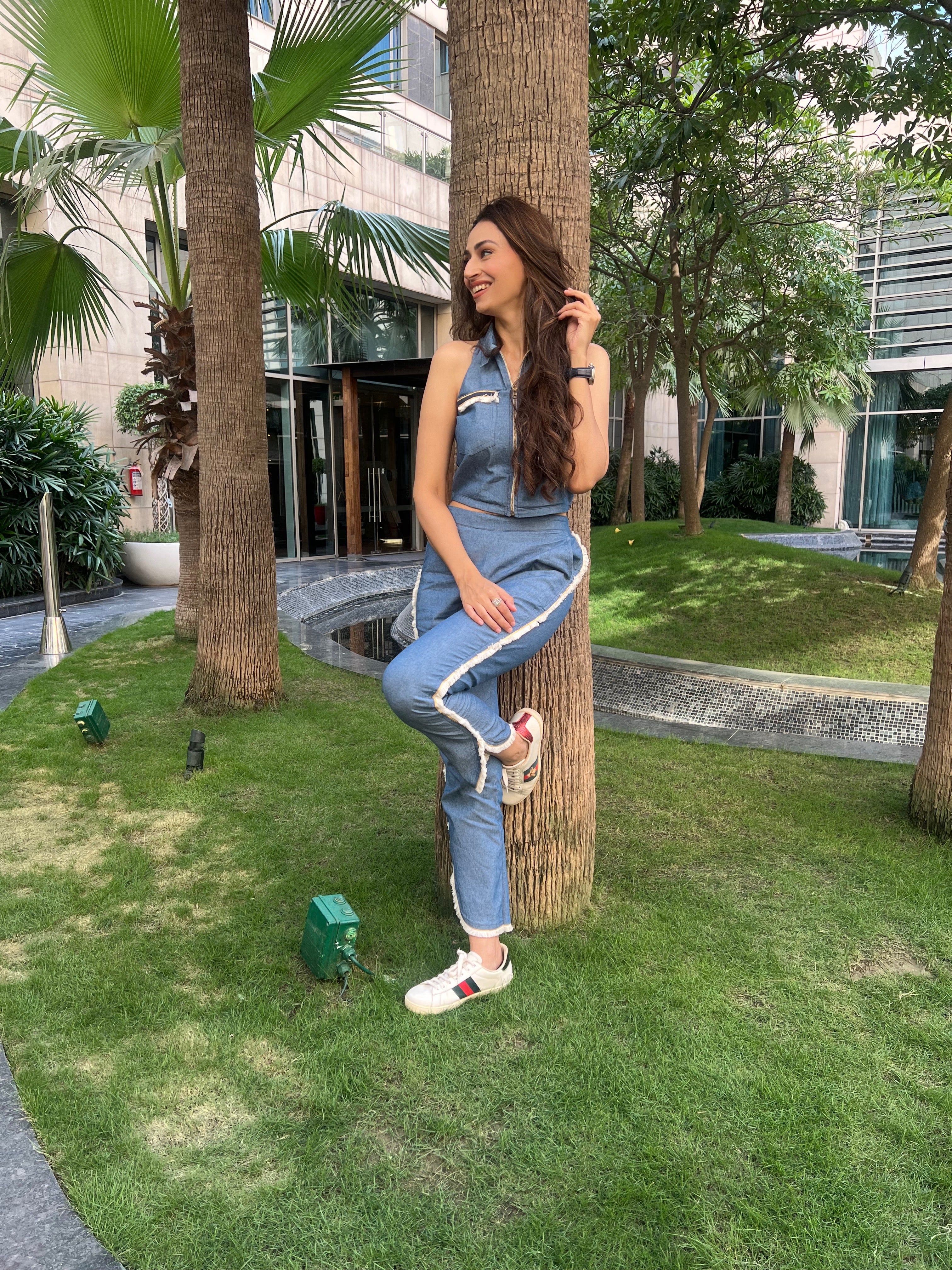 Sonakshi Gandhi in our Denim co-ord set with Fringe detailing